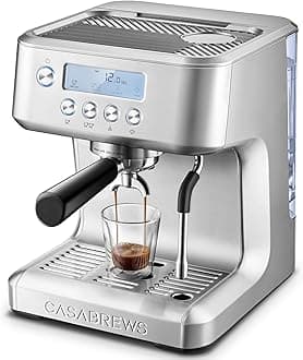 CASABREWS Ultra Espresso Machine with LCD Display, Barista Coffee Machine with Milk Frother and Customizable Brewing Temperature, Professional Latte Cappuccino Coffee Machine