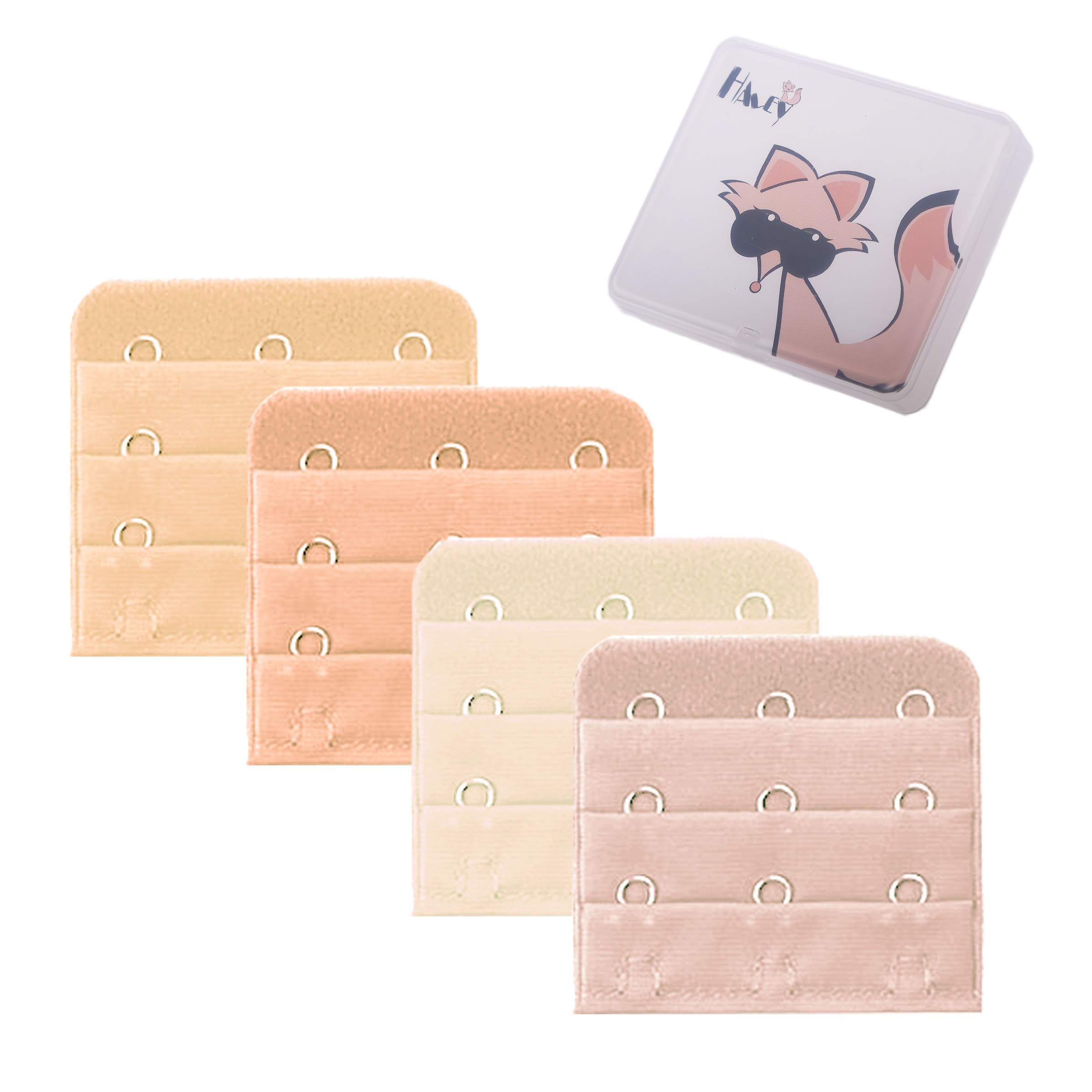 Haley Party Bra Extenders 3-4 Hook Bra Strap Extender for Plus Size Bra Extensions (4 PCS-Pack)