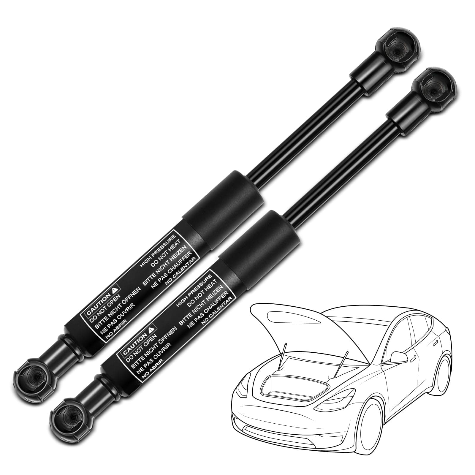YHTAUTO Front Hood Gas Struts Shocks Replacement for Volvo S60 2001-2009, S80 1999-2006, V70 1999-2007, XC70 2003-2007 Sedan/Wagon, Set of 2 Bonnet Lift Supports, Replace# 8196382