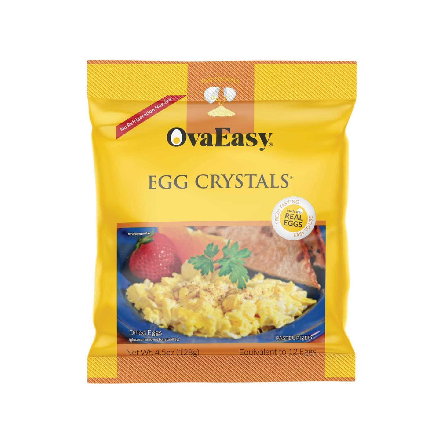 OvaEasy Dehydrated Egg Crystals – 4.5oz. (128g) Bag – Powdered Eggs Made From All-Natural Ingredients – Easy-To-Prepare Egg Powder – Dehydrated Food Perfect for Camping & Backpacking
