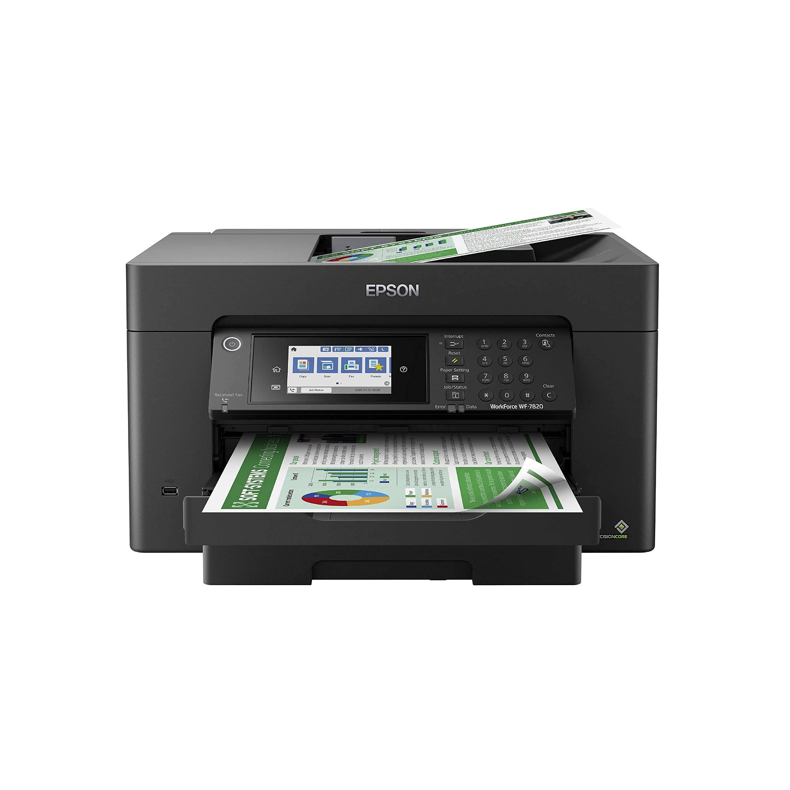 Epson Workforce Pro WF-7820 Wireless All-in-One Wide-Format Printer, Auto 2-Sided Print 13" x 19" Copy, Scan & Fax, 50-Page ADF, 250-sheet Paper Capacity, Works with Alexa - Black