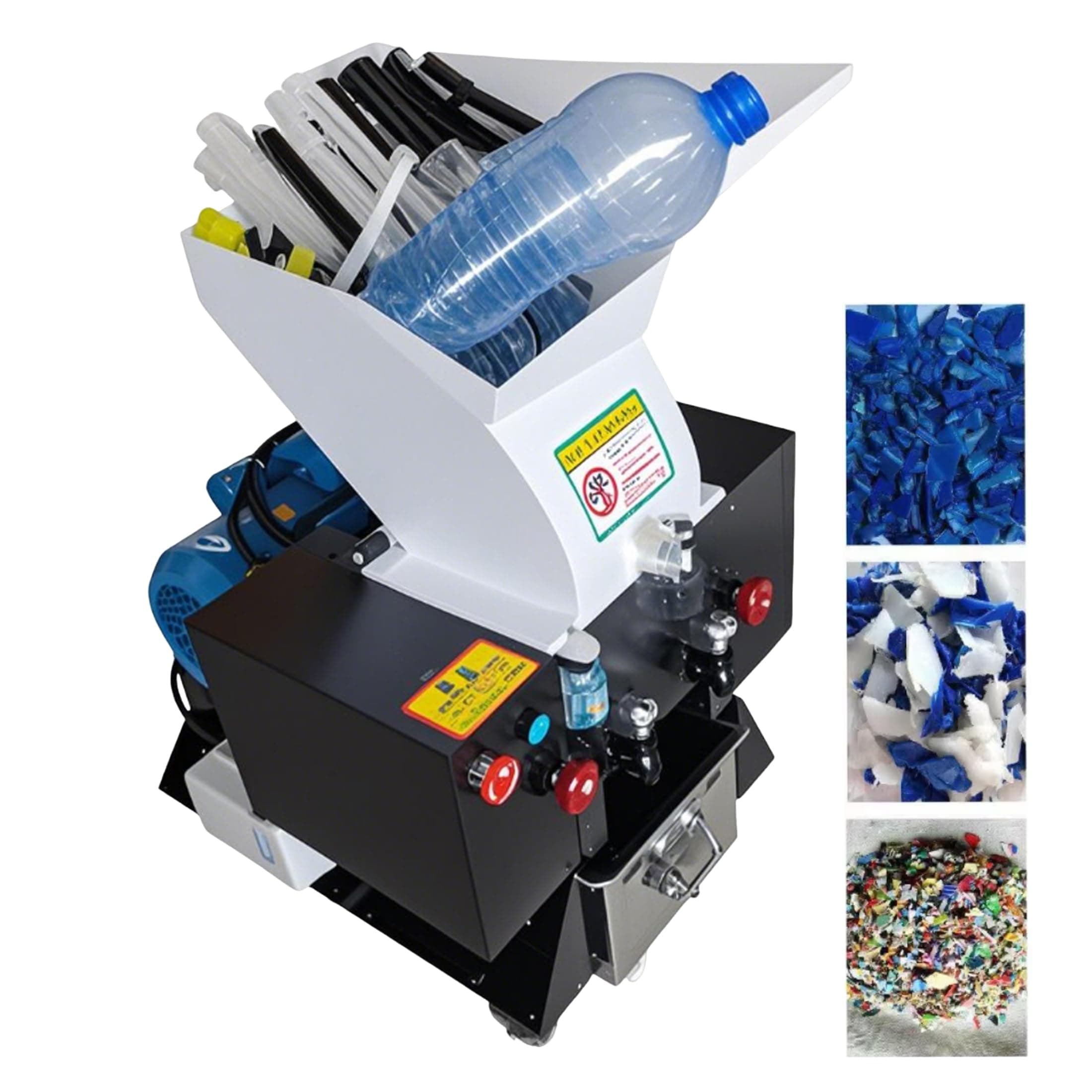 Electric Plastic Shredder Crusher Machine Heavy Duty Plastic Bottle Granulator Shredding Equipment Alloy Blades 50-100KG/H High-Capacity for Recycling, Granulation 2.2KW 220V