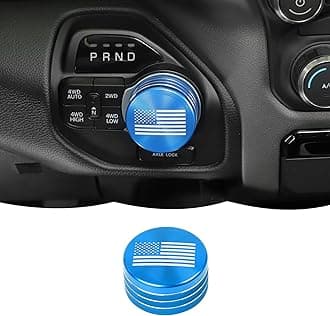 JWWY Gear Shift Shifter Switch Knob Transmission Gear Lever Gearstick Selector Knob Cover Trim for Dodge 2018-2025 Dodge RAM 1500 Interior Accessories Special Editions, Blue Aluminum Alloy US Flag