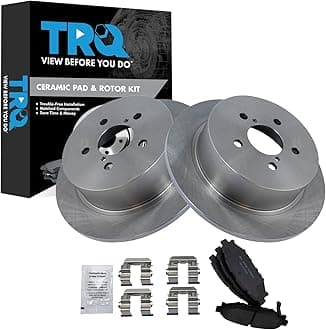 TRQ Rear Ceramic Brake Pad and Rotor Set Compatible with 05-09 Subaru Legacy; 05-09 Subaru Outback