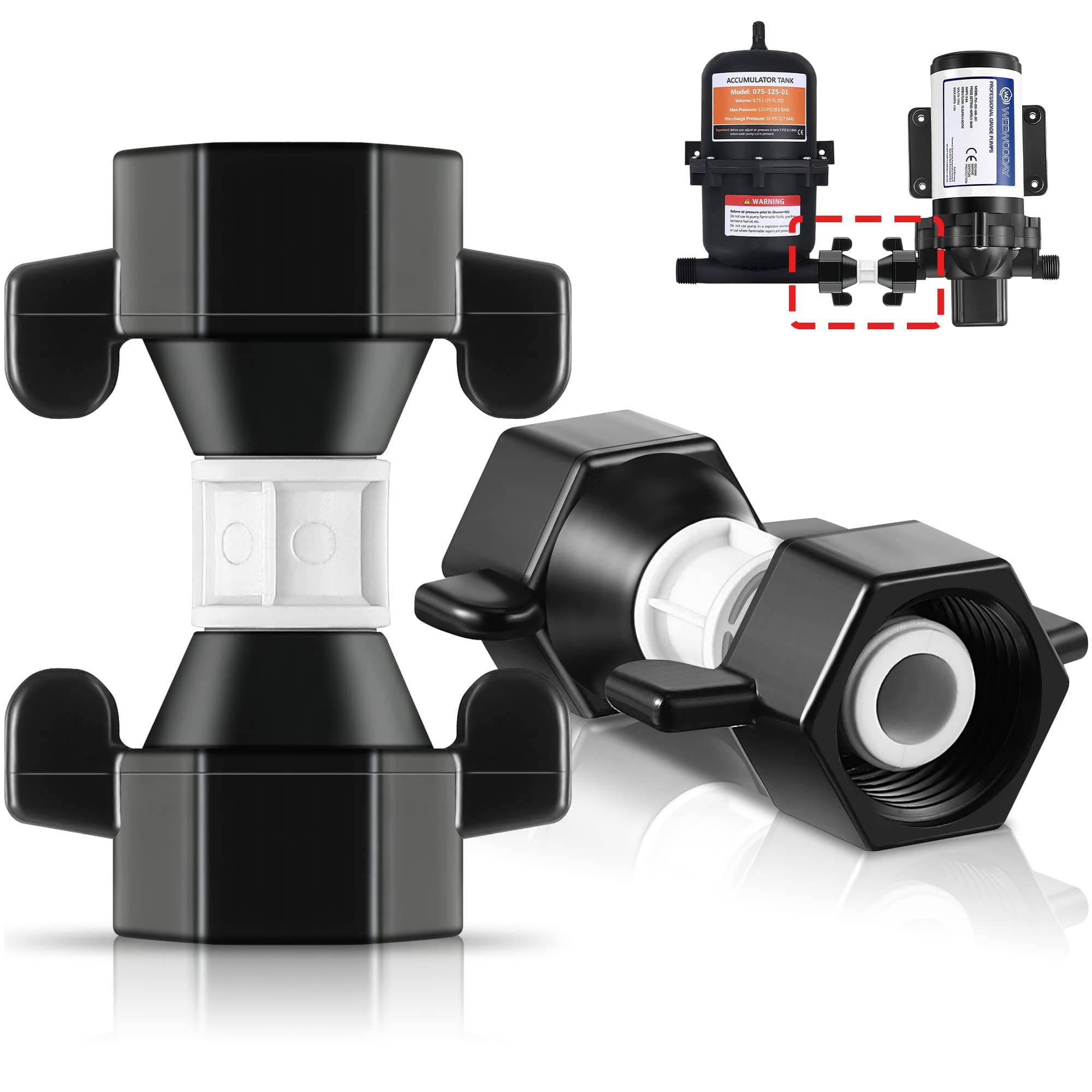 Dreyoo 2 Pack 1/2 Inch to 1/2 Inch Straight Swivel Adapter RV Plumbing Fittings, RV Water Pump Fittings for Connecting Water Pump and Pre Pressurized Accumulator Tank