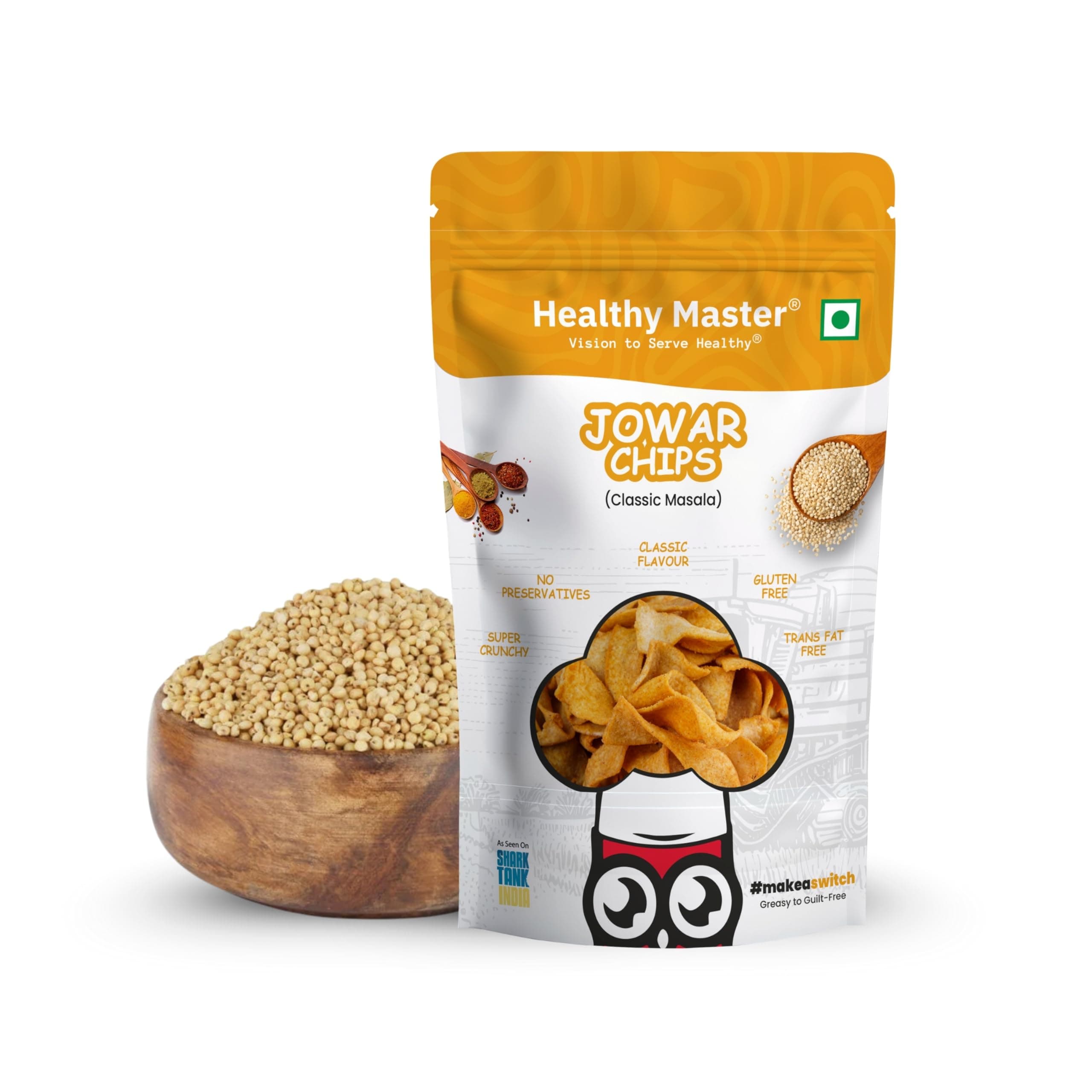 - Healthy Master Jowar Chips 200g | Millet Chips Light & Crispy Chips, high protein | Natural ingredients, Vegan, Gluten Free, No Palm Oil, No Artificial Preservatives, Trans Fat Free, Low Calorie