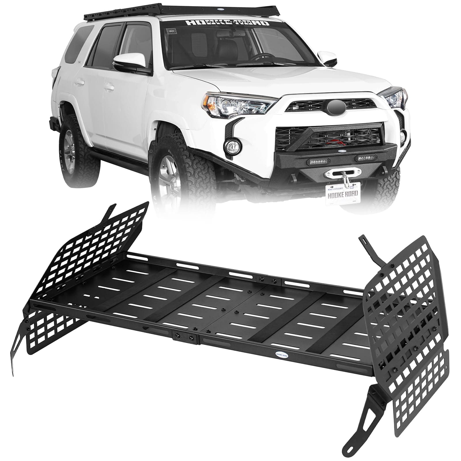 Hooke Road 4Runner Trunk Cargo Rack and Rear Window Molle Panel Kit for 2010-2024 Toyota 4Runner 5th Gen 5-Seater & 7-Seater, Interior Storage Basket Luggage Carrier Basket Shelf Tray