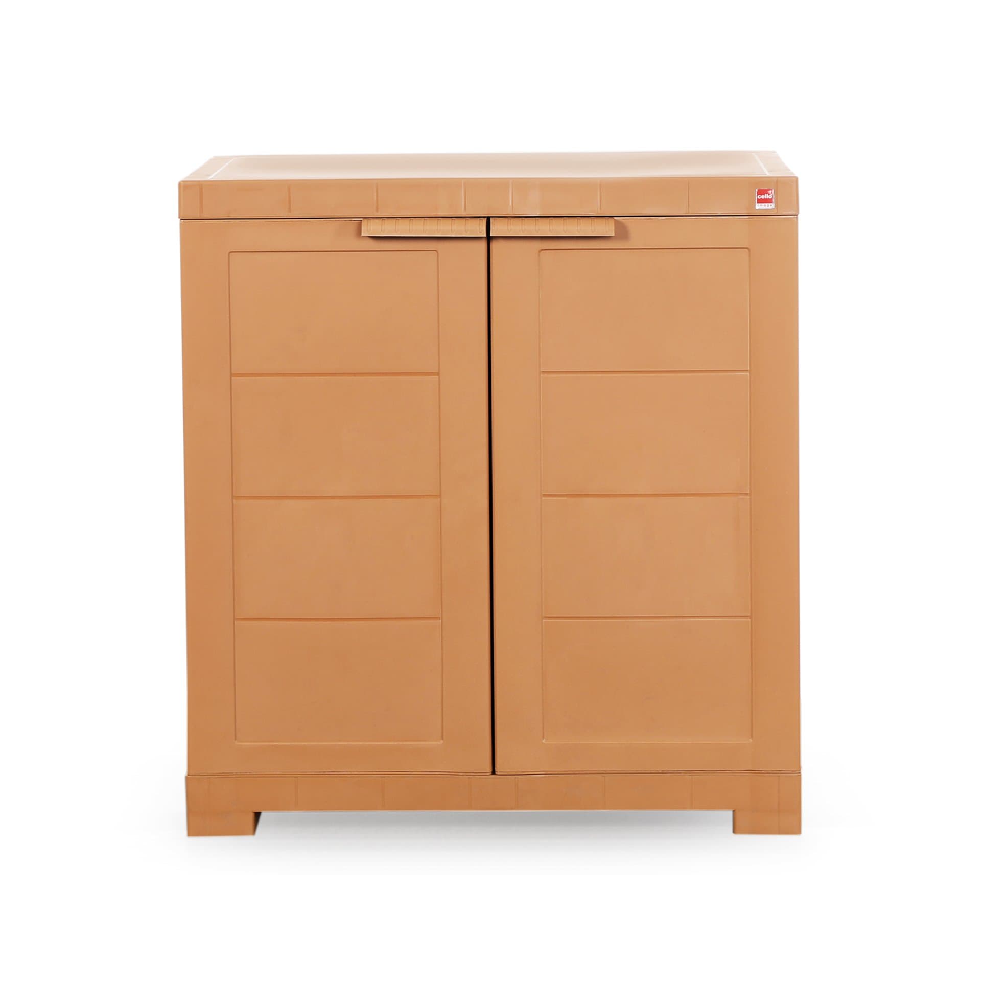 Cello Novelty Compact Plastic Cabinet with Dustproof Doors| 3 Year Warranty | Almirah, Cupboard, Wardrobe for Home, Living Room, Bedroom, Kitchen, Office, Outdoor| Sandalwood Brown Colour