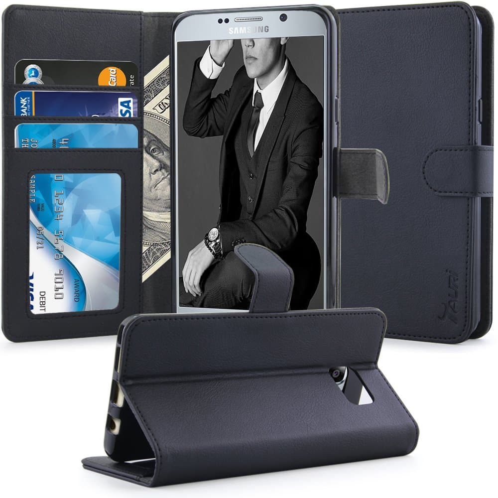 Note 5 Case, TAURI [Stand Feature] Wallet Leather Case with Stand, ID & Credit Card Pockets Flip Cover For Samsung Galaxy Note 5 - Black