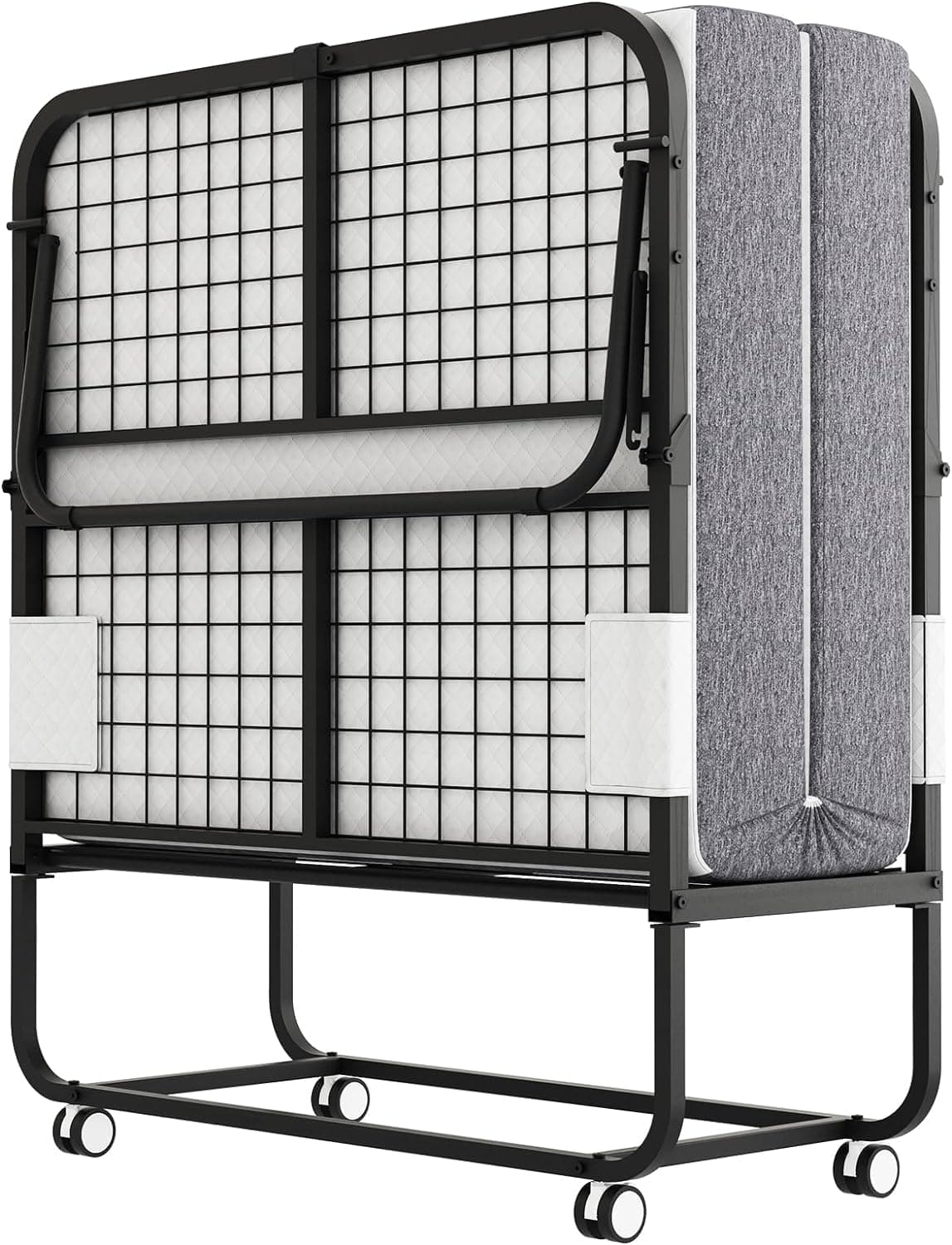 Folding Bed with Mattress for Adults, Rollaway Bed with Memory Foam Mattress, Space Saving Foldable Bed Twin Size 75" x46'' Fold up Bed for Guest