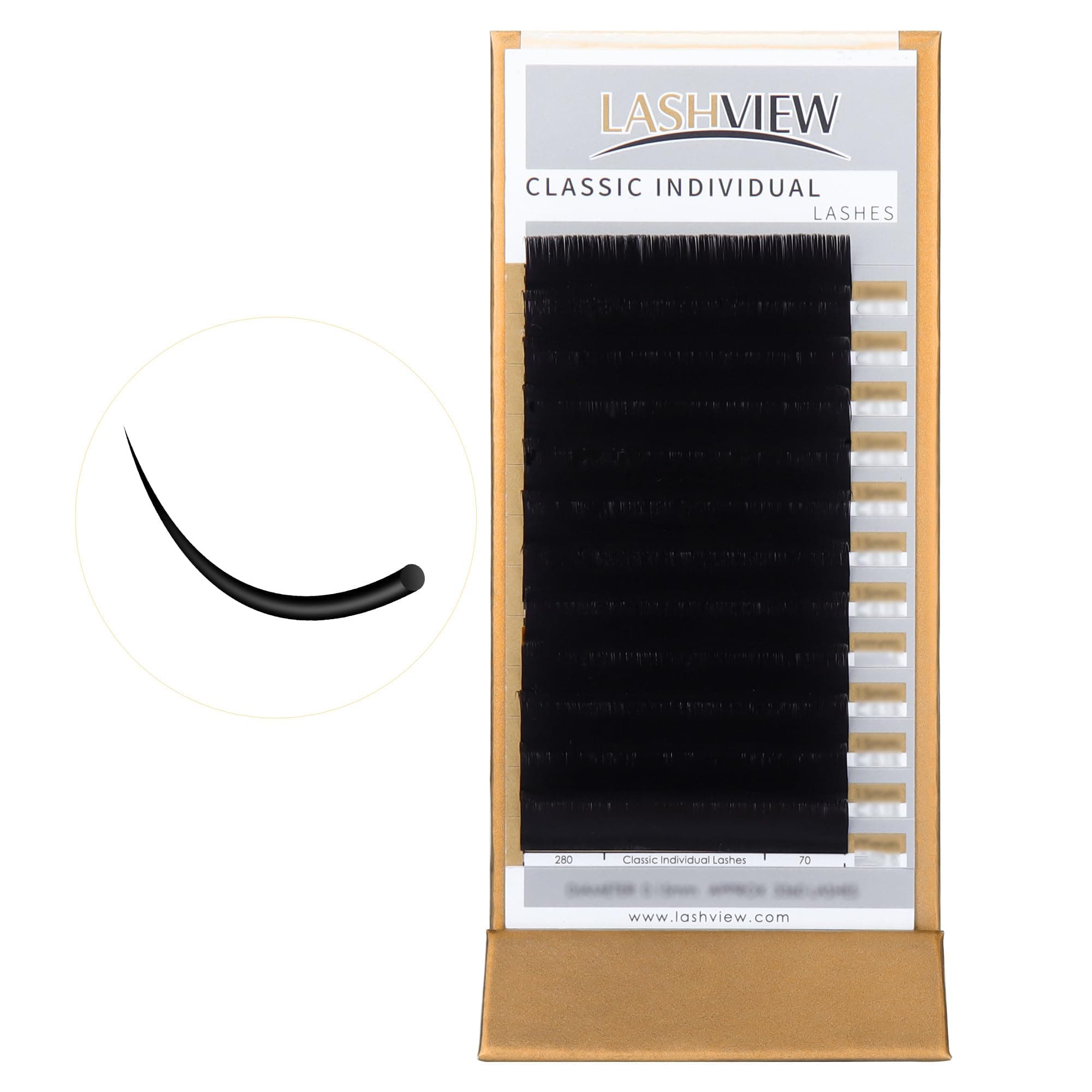 LASHVIEW Eyelash Extensions 0.008 inch (0.20 mm), D Curl 0.5 inch (13 mm)