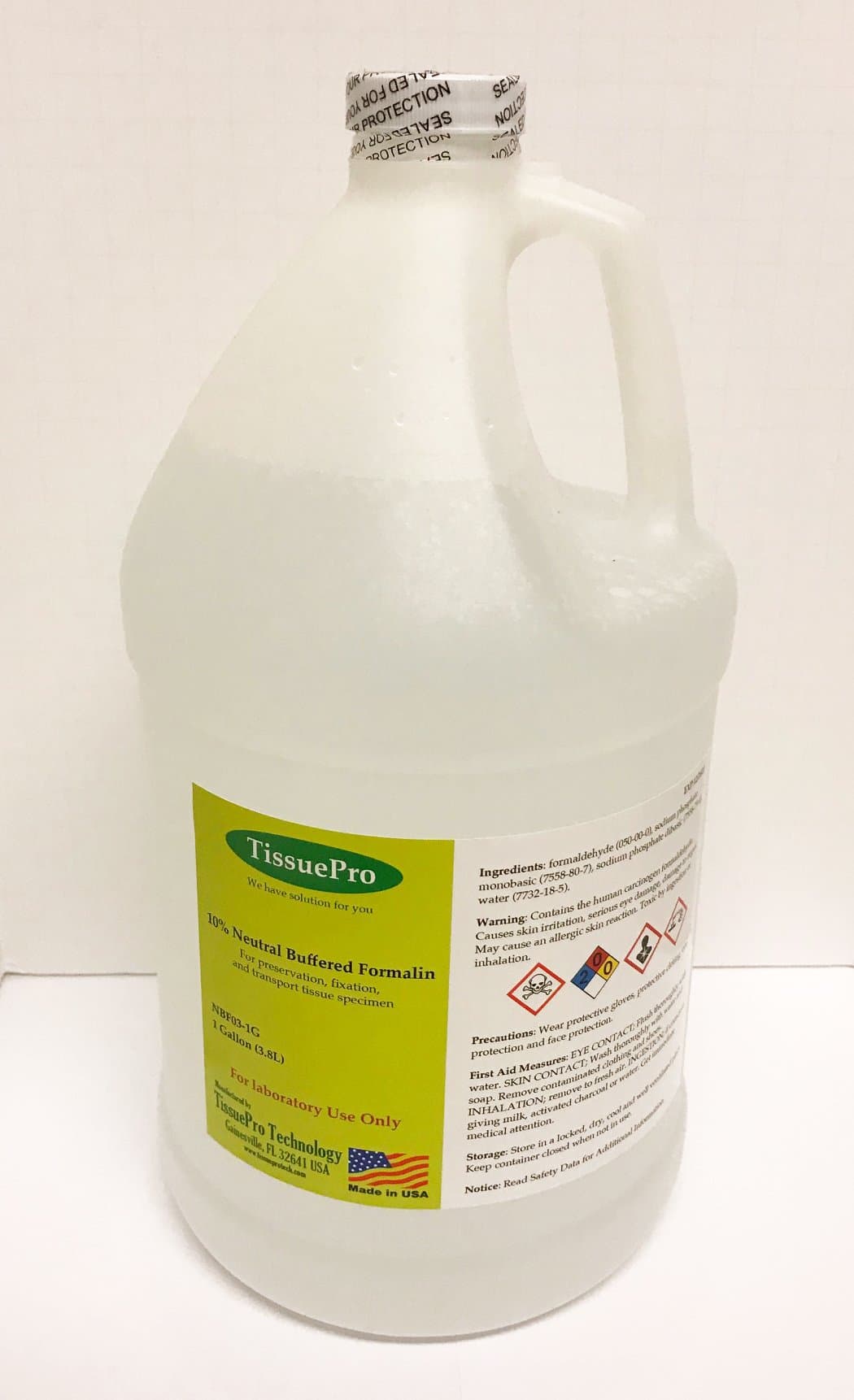 Tissue Pro - 10% Neutral Buffered Formalin (NBF) Ready-to-Use Histological Tissue Fixative, Formaldehyde Wet Specimen Preservation,1Gallon or 3.8 L, R