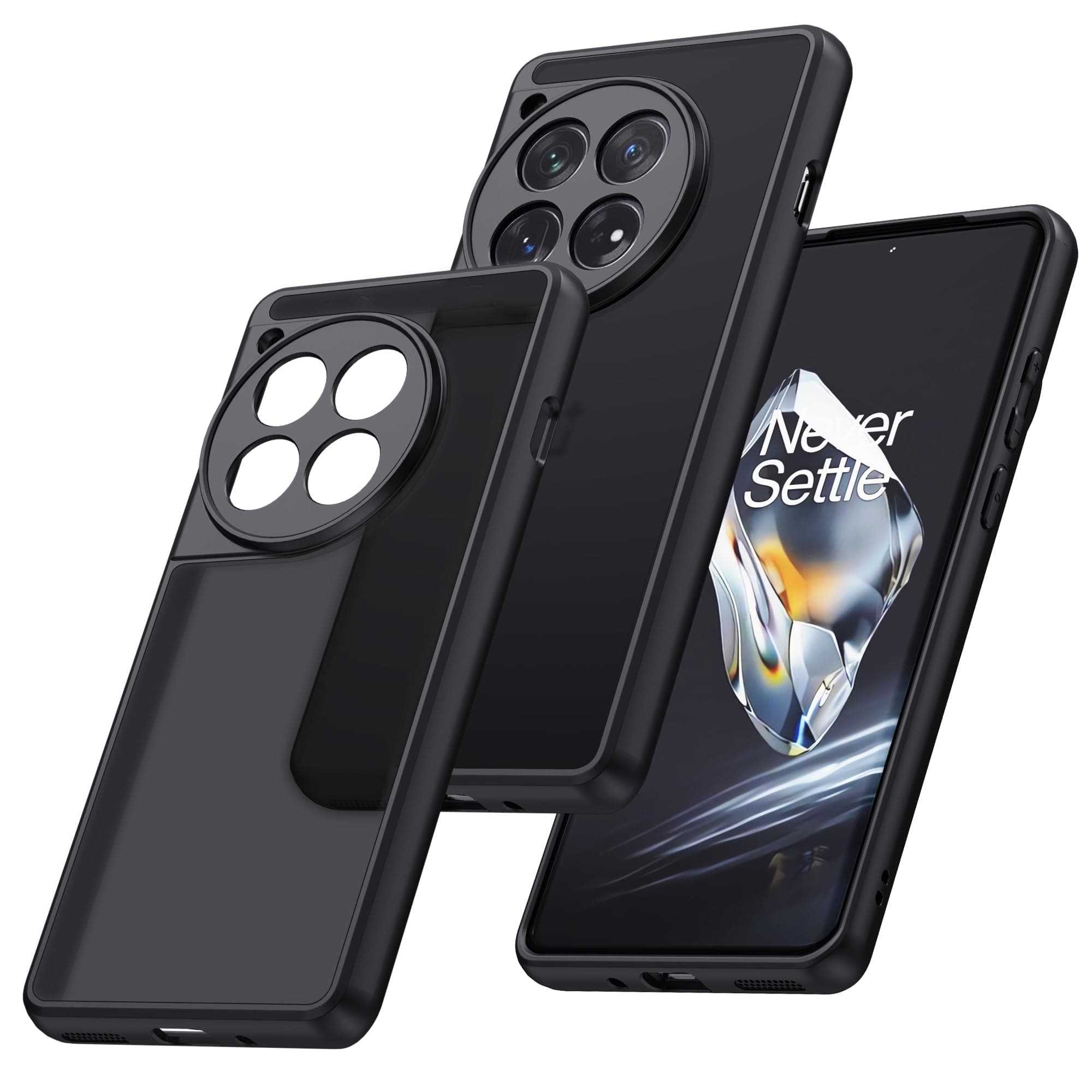 for OnePlus 12 Case, Translucent Matte Shockproof Bumper Case with Camera Cover for One Plus 12, Slim Thin Yet Military Grade Drop Proof Silicone Phone Cover