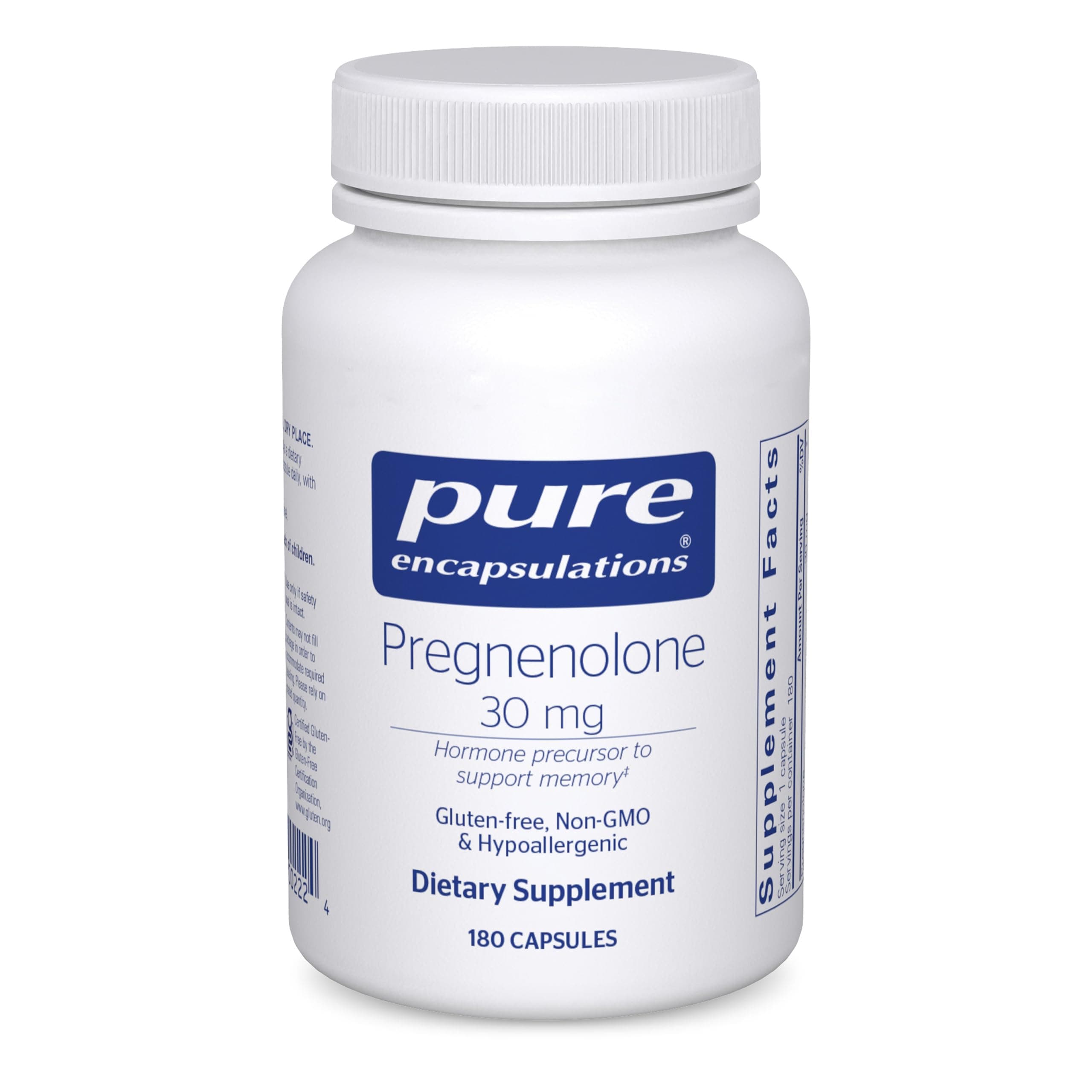 Pregnenolone - 30 mg - Hormone Support - Memory Support & Brain Supplement - Gluten Free & Vegan - 180 Capsules