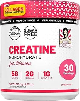 Old School Labs Creatine for Women Post-Workout Supplement - 5000mg Creatine, 2000mg Hydrolyzed Bovine Collagen & BCAA 2:1:1 for Lean Muscle Growth, Fast Recovery & Stamina - 30 Servings