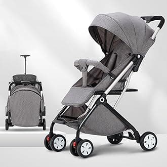 Trolley Baby Stroller, One-Hand Foldable Cabin Stroller, Lightweight Baby Travel Gear, Compact Toddler Pram Stroller, Four-Wheel Shock-Absorbing Infant Carriage for 0-3yrs (Grey)