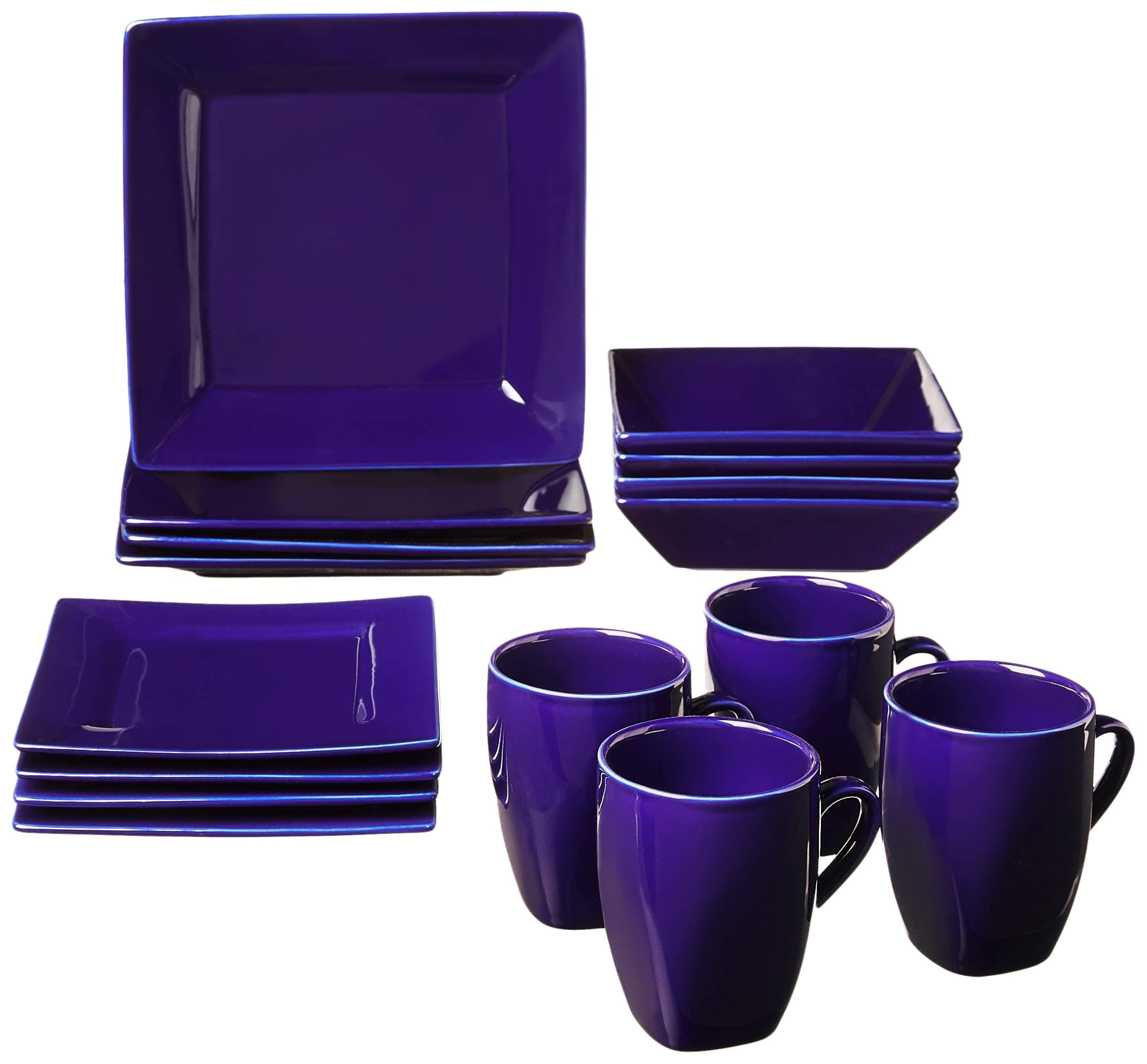 Nova 16 Piece Square Dinnerware Set Color: Cobalt by 10 Strawberry Street