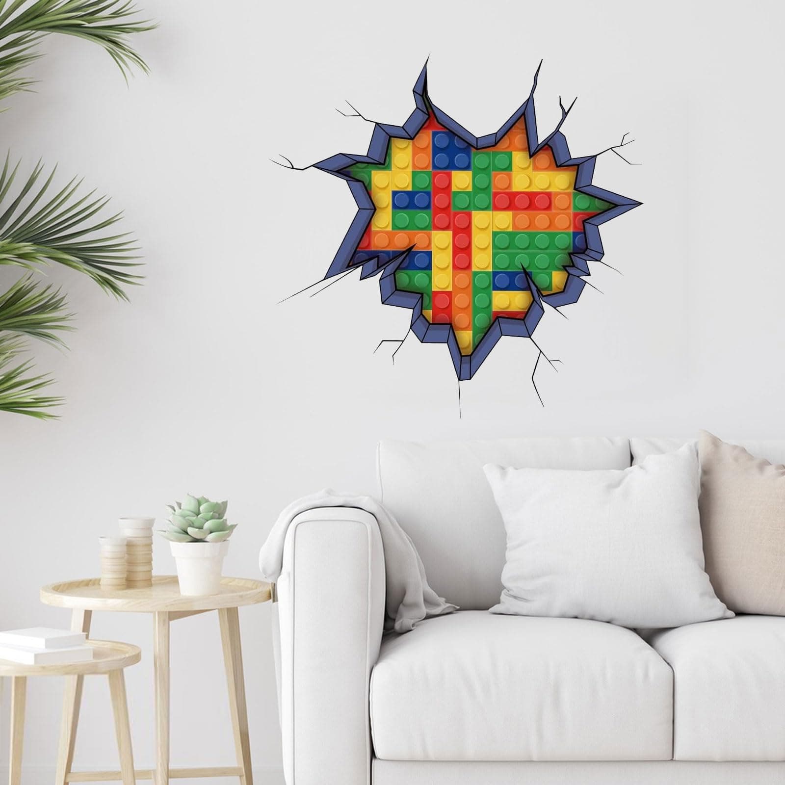 beinkmake Builder Blocks Wall Decals Stickers Removable Bathroom Wall Art Decor Peel and Stick Murals for Nursery Bedroom Living Room Classroom Cars Decorations