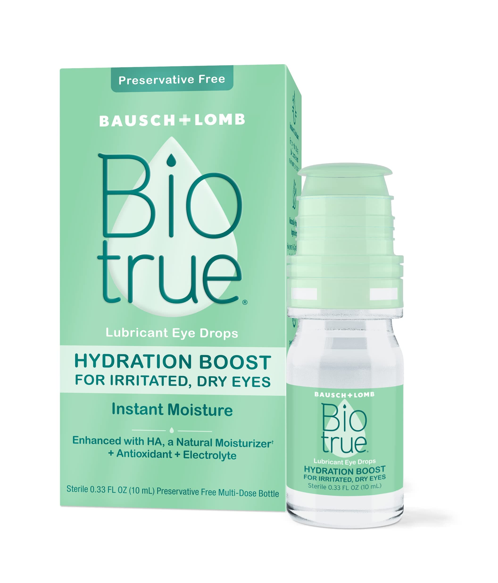 Hydration Boost, Preservative-Free Eye Drops for Dry Eyes, Instantly Moisturizes, Rehydrates, Contact Lens Friendly, Refresh & Relieve Eye Irritation, 0.33 FL Oz (Pack of 1)