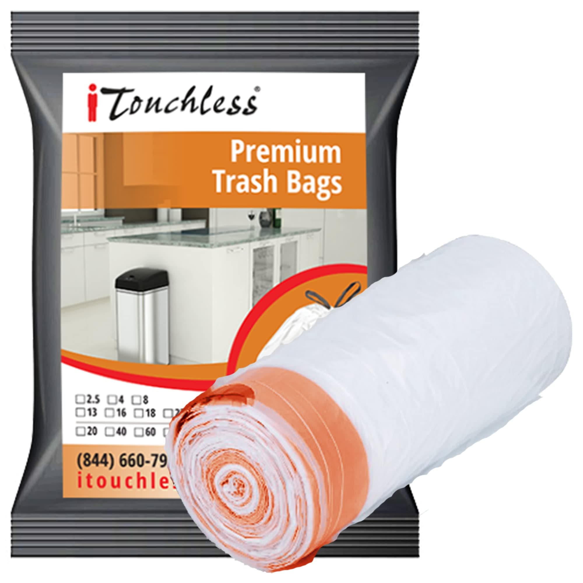 iTouchlessKitchen Wastebasket, Trash Bags, 18 Gallon