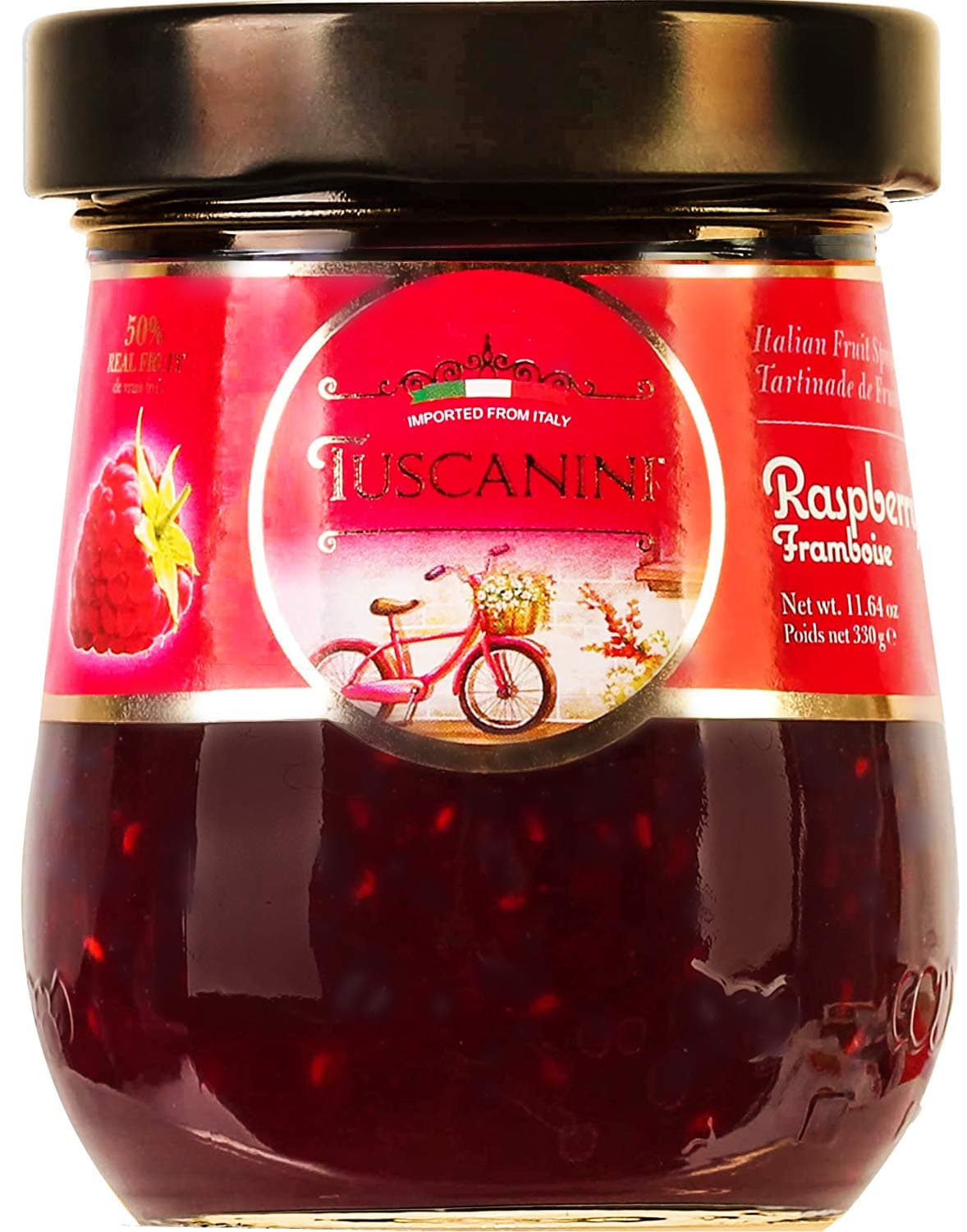 Premium Italian Raspberry Preserves, 11.64 oz Jar, Spreadable Fruit Jam, No High Fructose Corn Syrup, No Preservatives, Non GMO, Gluten Free