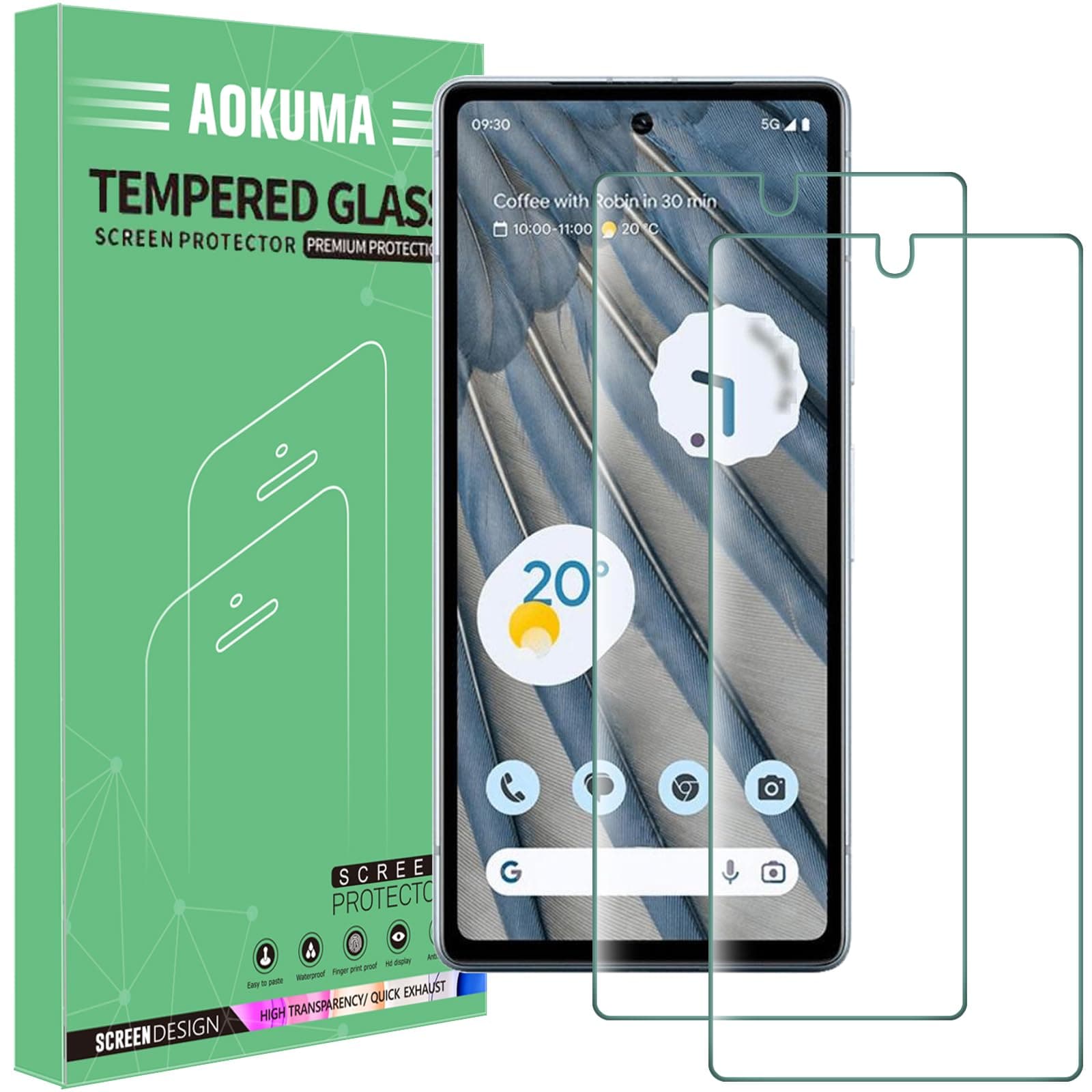 Tempered Glass for Google Pixel 7A, Screen Protector, [2 Pack] Premium Quality Guard Film, Case Friendly, Shatterproof, Shockproof, Scratchproof oilproof