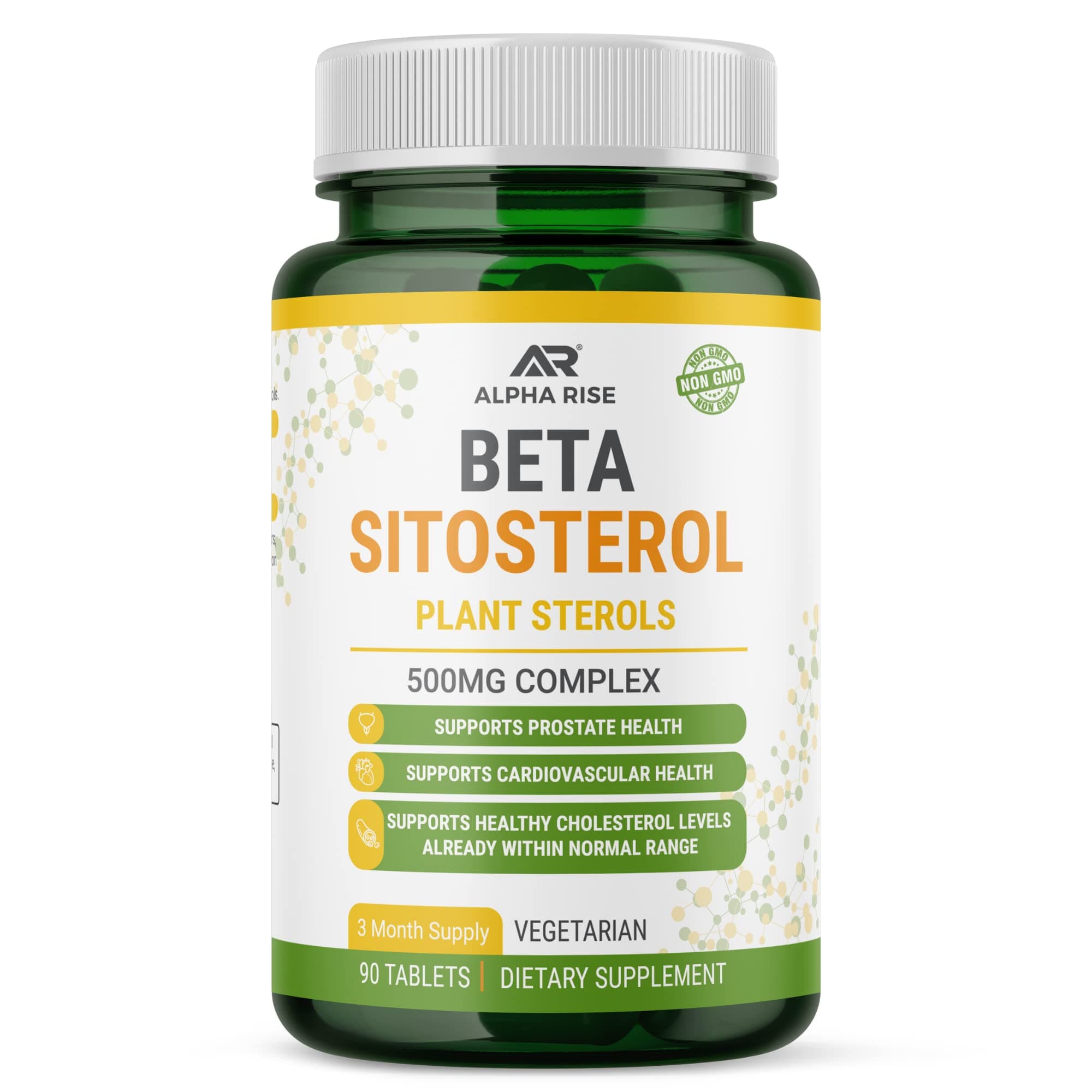 ALPHA RISEBeta Sitosterol - 500mg Tablets - Non-GMO - Support Prostate and Healthy Cholesterol Levels - Phytosterols Complex - Natural Plant Sterols and Stanols