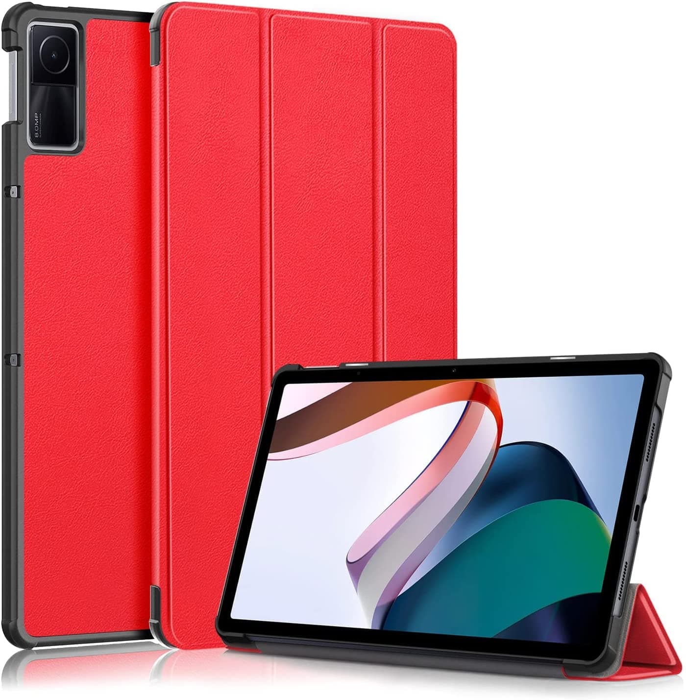 YIMICO Case for Xiaomi Redmi Pad 10.61 inch Released 2022, Tri fold Slim Lightweight Hard Shell Smart Protective Cover with Multi-Angle Stand (Red)
