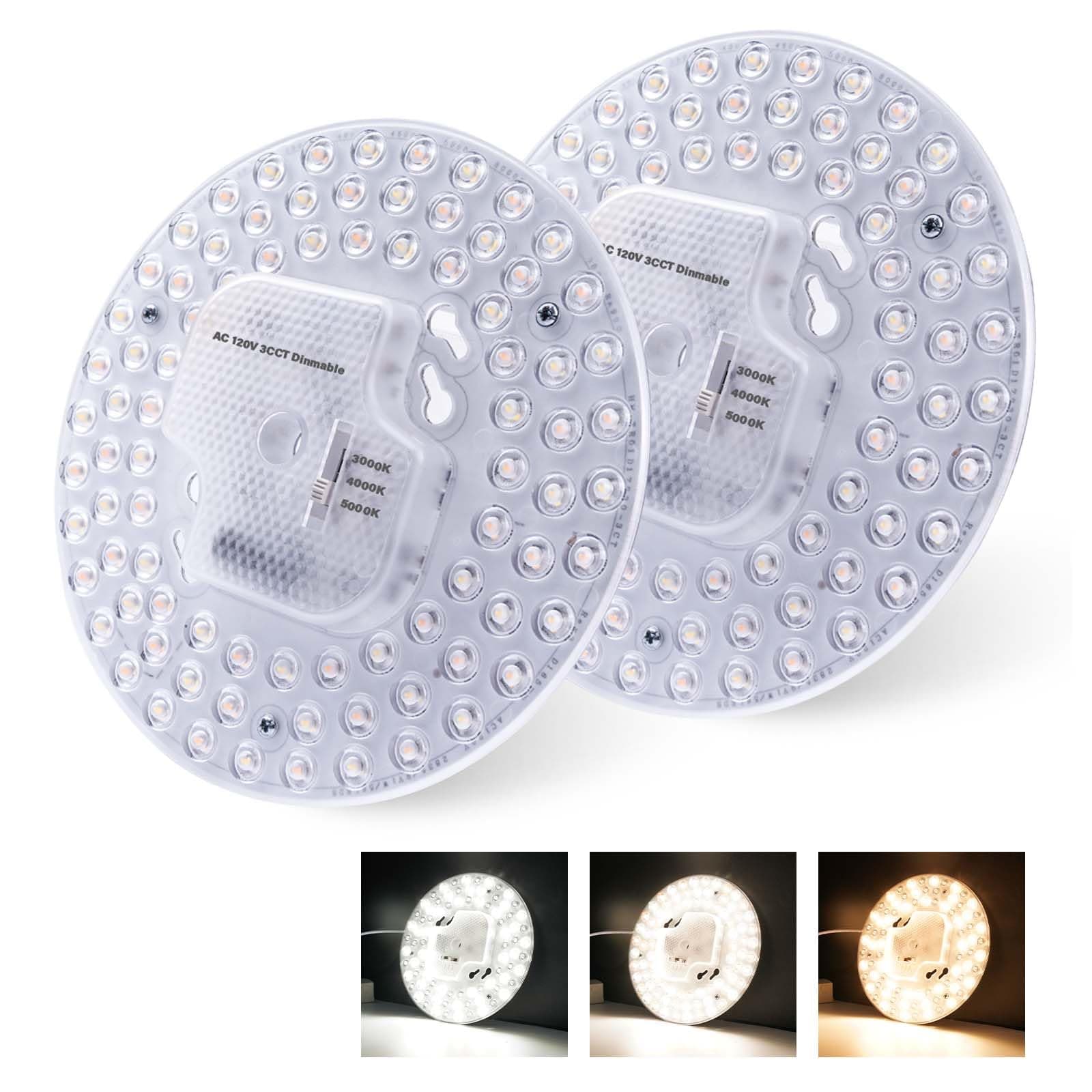 Lustaled 2Pack 36W LED Light Engine Retrofit Kit,6.69inch 3200LM 3CCT 3000K/4000K/5000K Dimmable Ceiling Fan Light Kits,AC 120-130V Ceiling Fan Light Replacement for Ceiling Flush Light