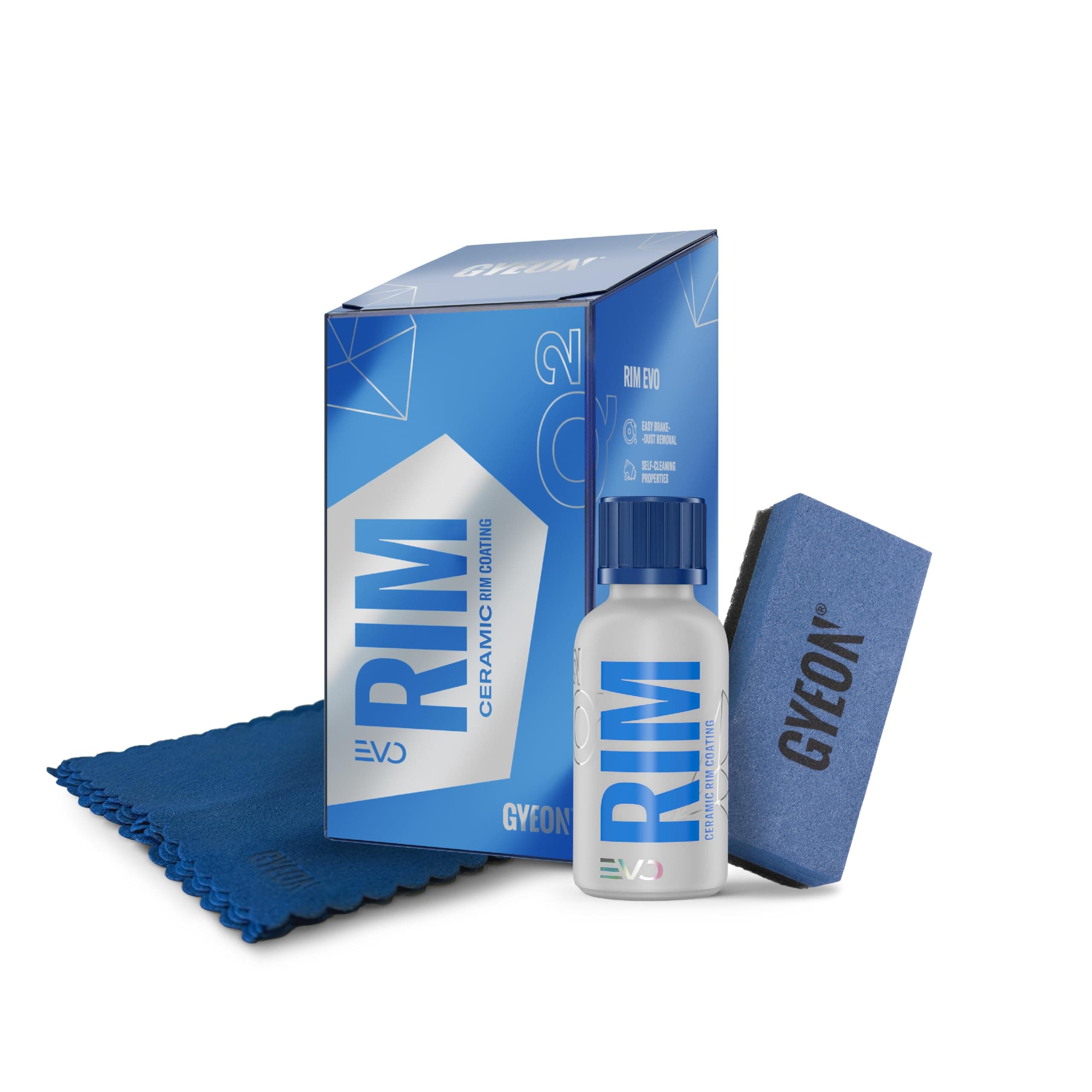 Q² Rim EVO - Wheel Ceramic Coating Kit - Alloy Wheel Protector & Water Repellent - High-Temperature Resistant - Self-Cleaning for Painted, Powder-Coated, Polished & Anodised Rims - 30ml