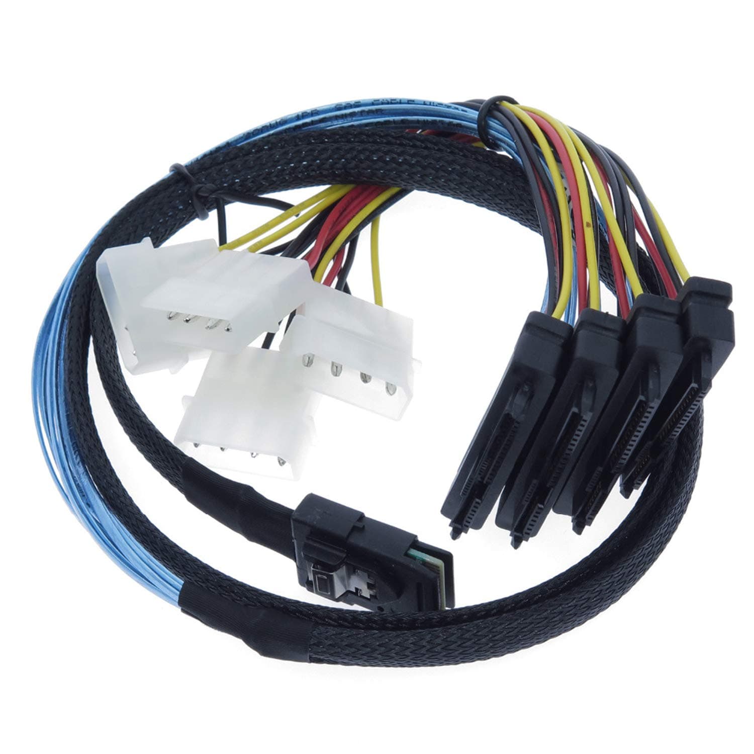 Mini SAS to SAS Cable Internal Breakout Cable SFF-8087 to SFF-8482 with 4X Molex Power Connectors for Raid Controller to Hard Drive 3.3FT