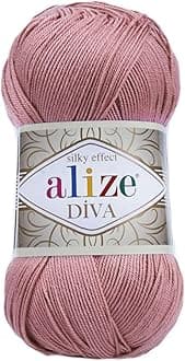 Alize Diva Silk Effect 100% Microfiber Acrylic Yarn 1 Ball skeins 100gr 383yds Color (354 - Rose)
