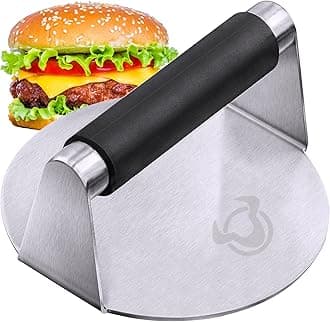 Smash Burger Press - 5.5 Inch Stainless Steel Hamburger Smasher with Anti-Scald Handle for Griddle and Grill Cooking
