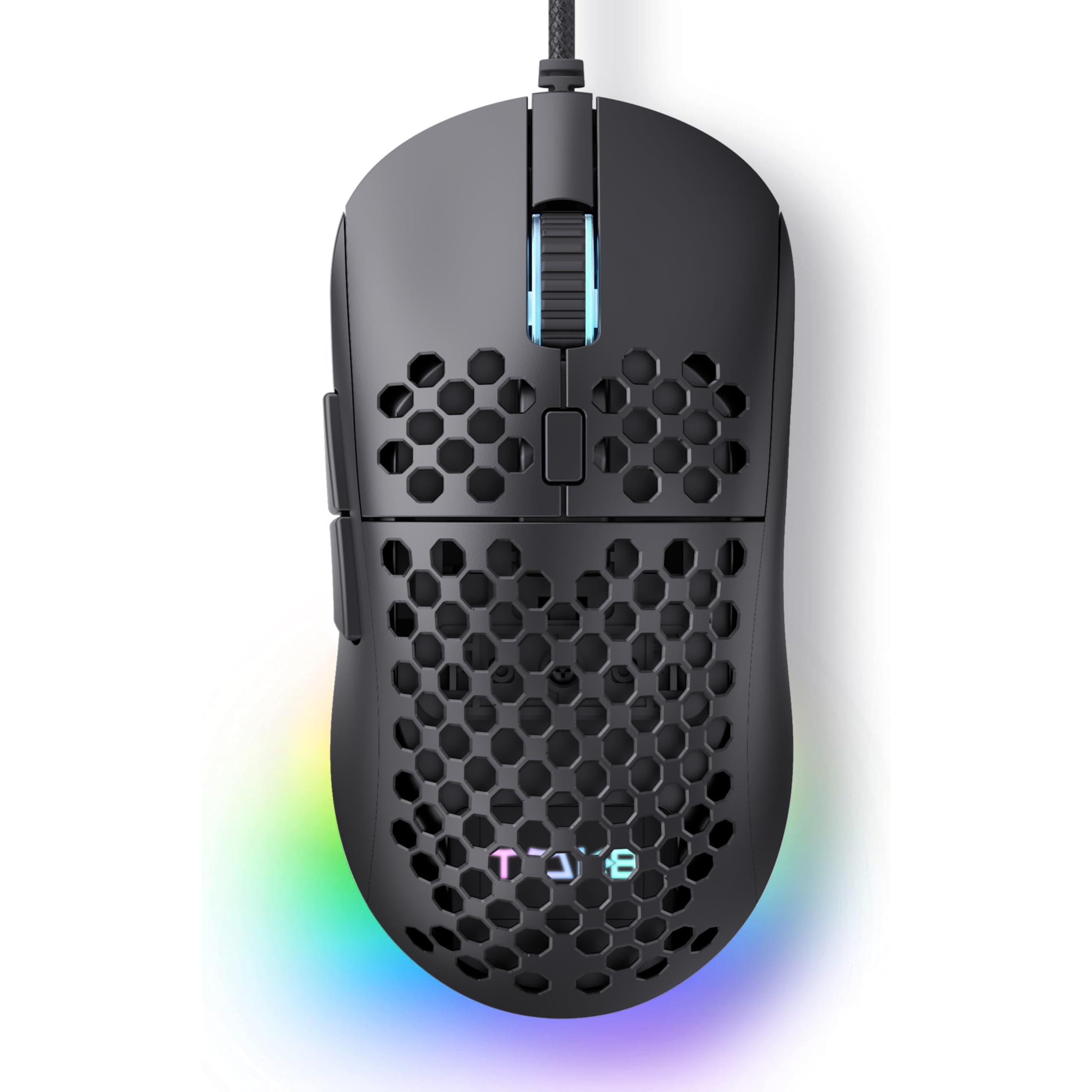 TMKB M1se Gaming Mouse with 12800 DPI Optical Sensor, 6 Programmable Buttons, Honeycomb Mouse, Adjustable RGB Computer Mouse, Tow-free Paracord, Ergonomic for Windows PC, MAC, Black