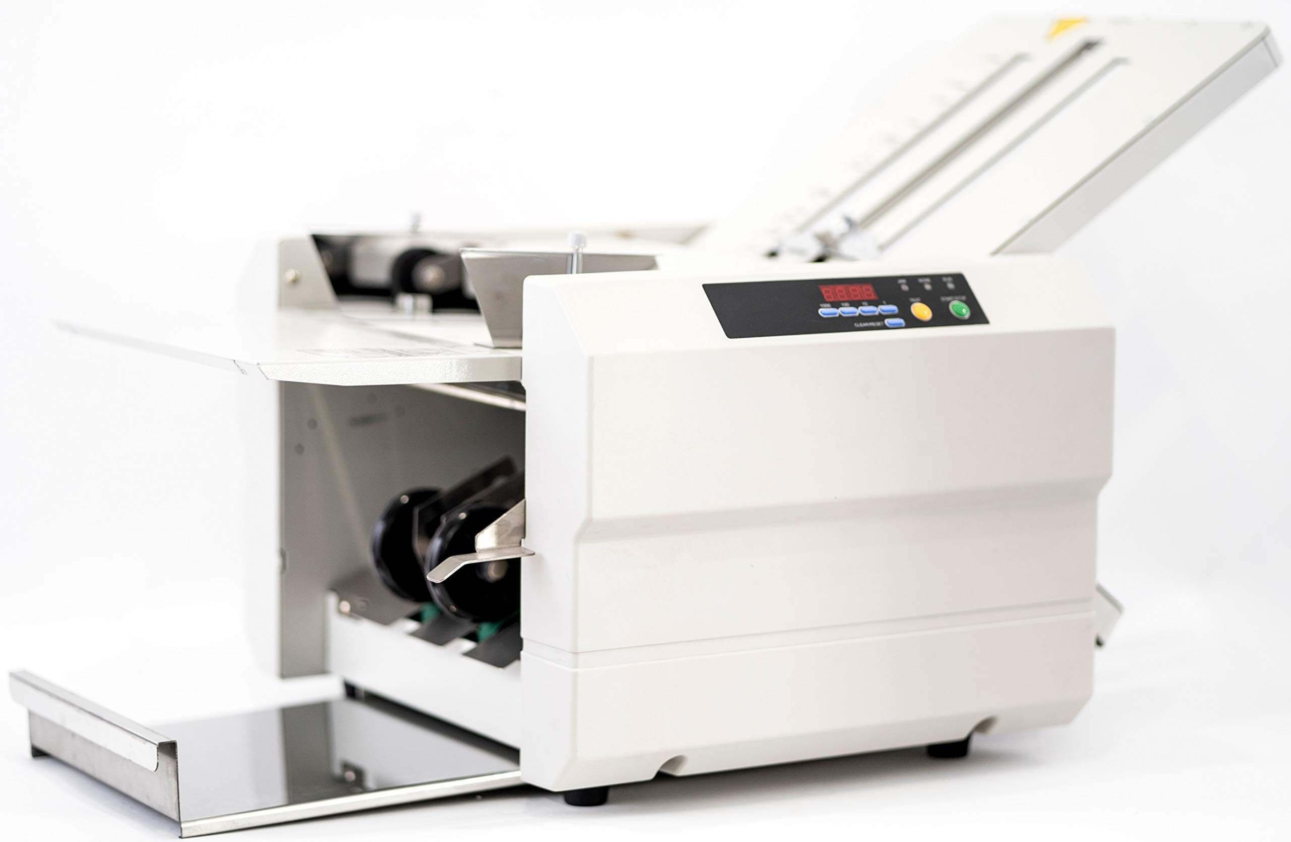 DE-42FC Paper Folder Document Folding Machine up to 15000 pcs/hr; Center Feed; Allows Heavy & Glossy Paper Folding; Papers Folded Can Range in Size from 3.5" x 5" up to 11" x 17"