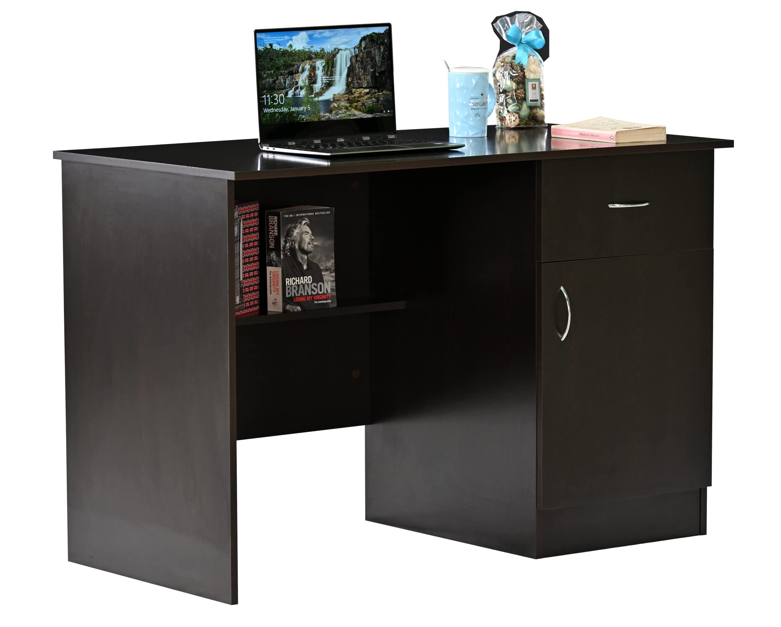 Hermes Engineered Wood Study & Computer Table and Office Desk (Dark Wenge, Matte Finish)