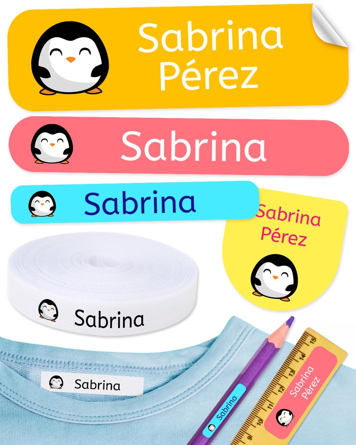 310 Custom Name Labels with Icon. 200 Eco-Friendly Iron-On Fabric Labels + 110 Waterproof Stickers for School, Daycare & Nursing Home