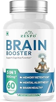 ZESPO Brain Booster 1100mg - Advanced Nootropic Supplement for Memory, Focus & Clarity - GABA, Lion's Mane, Bacopa - Supports Cognitive Function & Mental Alertness