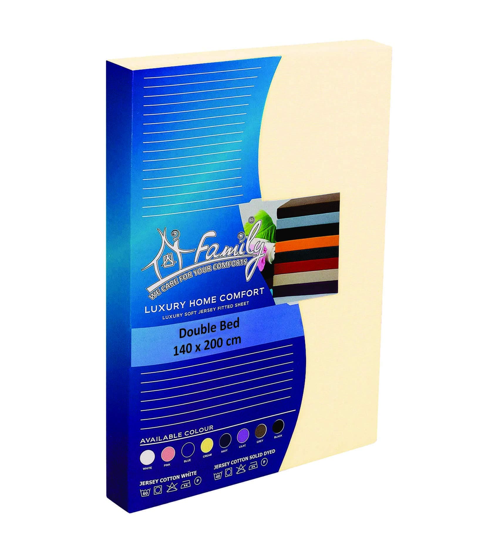 Deep Fitted Sheets Double Bed Cream | Jersey Cotton European Double Fitted Sheet | Cream Bedding Double 4 Way Stretch Fitted Sheet - Shrinkage and Fade Resistant. 140x200cm.