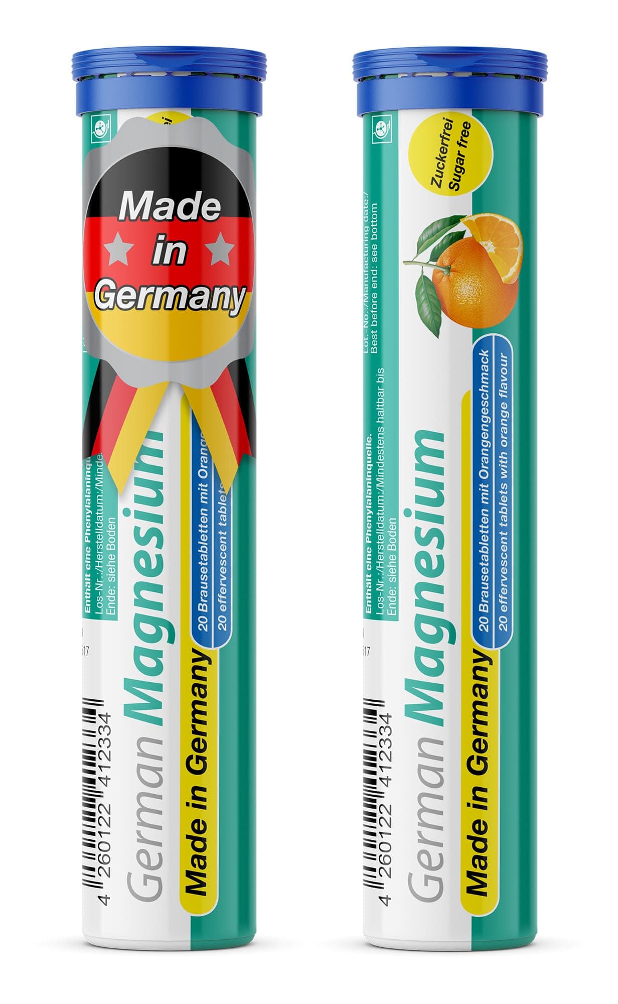 German Magnesium Oxide Supplement | Effervescent Tablets | Orange Flavor – 200 mg Magnesium per Serving | Sugar Free, Vegan – T&D Pharma – Made in Germany