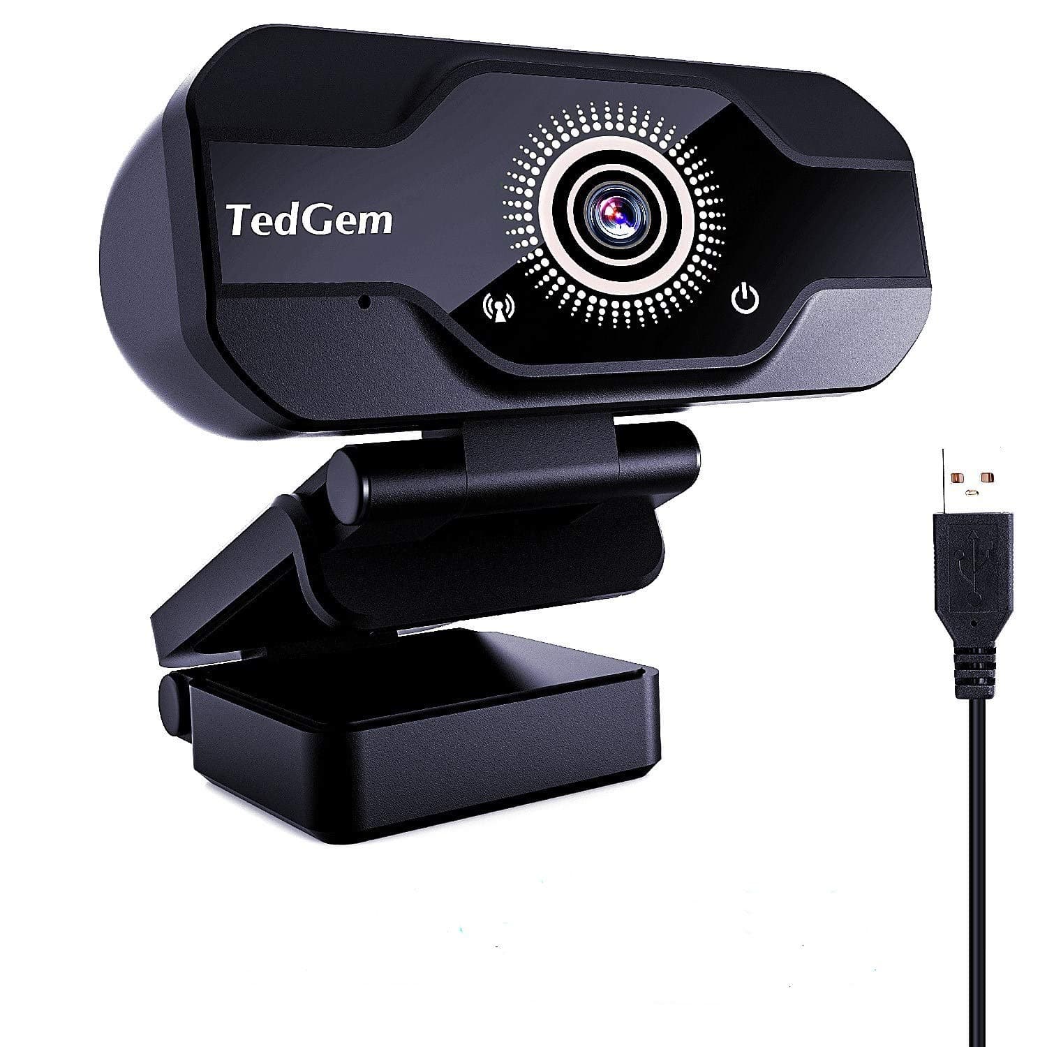 TedGem Webcam, Full HD 4K/1080P PC Webcam with Built-in Mic USB Webcam Streaming Webcam for Video Calling and Recording, Gaming Small/Flexible/Adjustable, Supports Windows, Android, Linux
