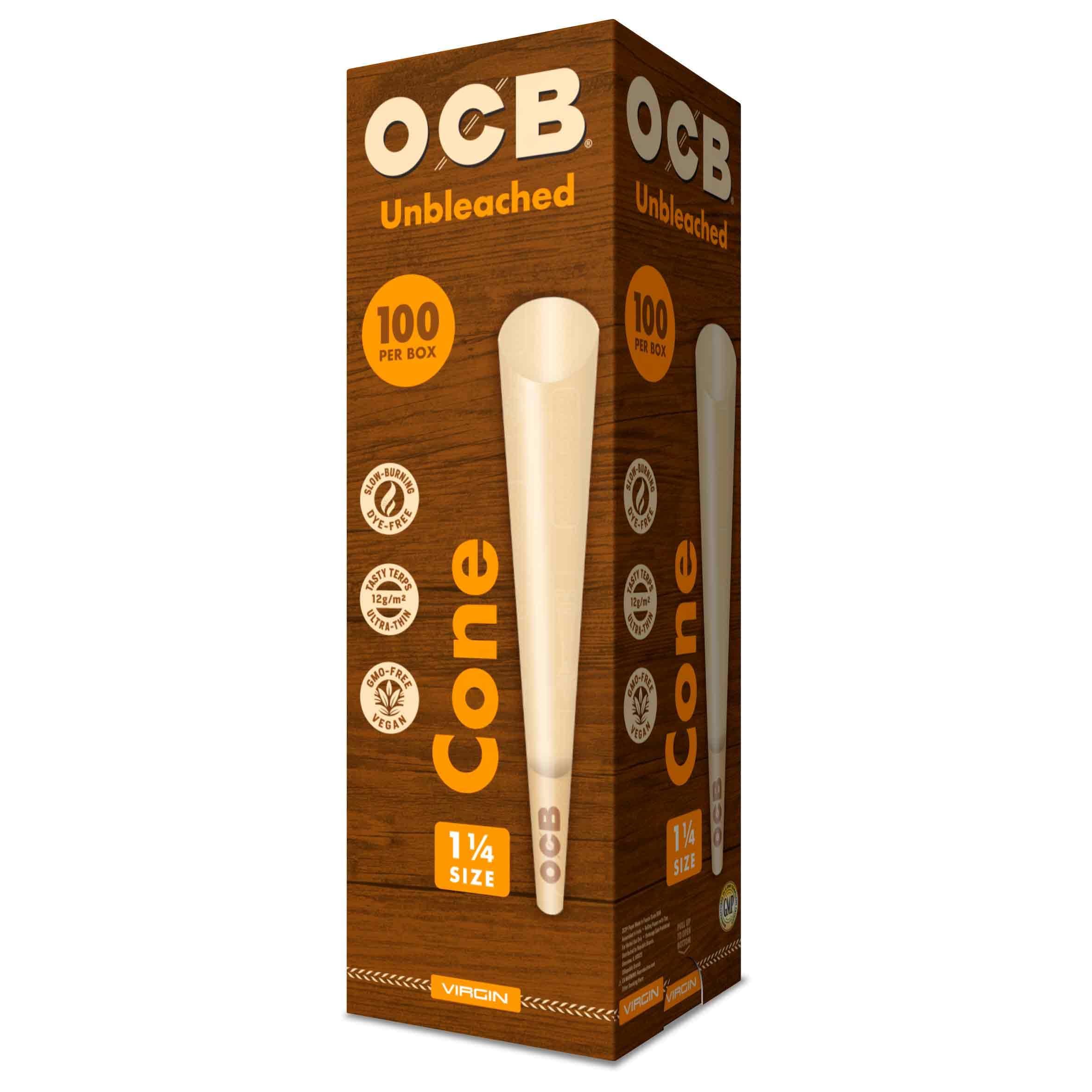 Virgin Unbleached Pre-Rolled Rolling Paper Cones 1-1/4 (84mm) Size - 100 Cones