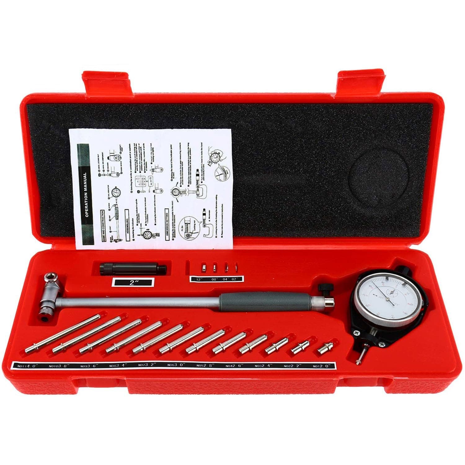 YaeTek 2" - 6" Bore Gauge 0.001" Deep Engine Hole Cylinder Measurement Gage Cylinder Dial Bore Indicator Gauge