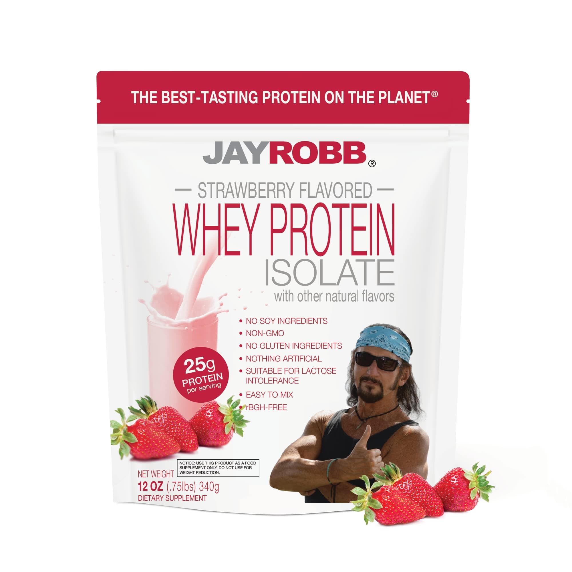 JAYROBB Jay Robb - Whey Protein Isolate Powder Strawberry 12 Oz.