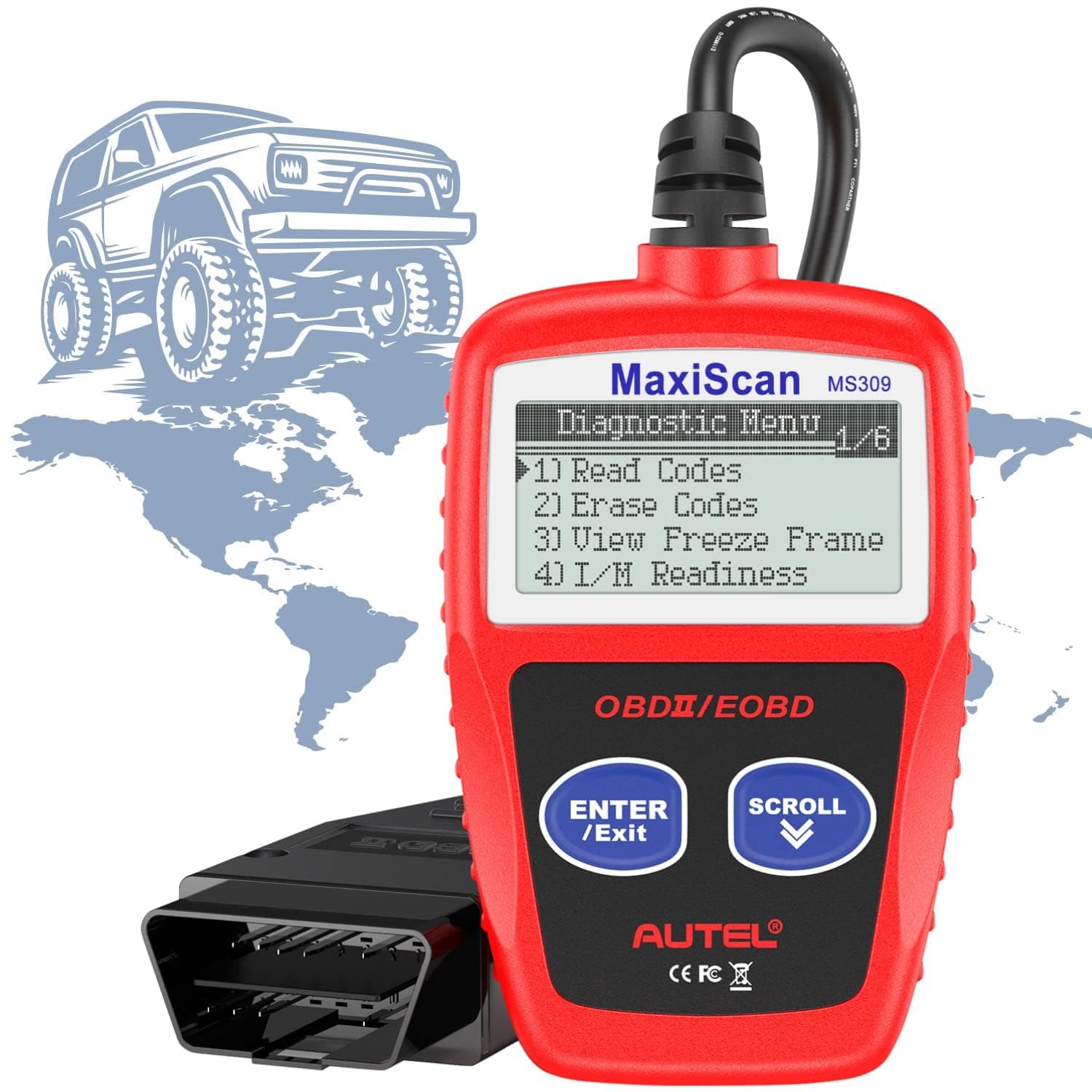 OBD2 Scanner MaxiScan MS309 Car Check Engine Code Reader, Check Emission Monitor Status, 2023 Newest CAN Diagnostic Scan Tool for All OBD II Protocol Vehicles After 1996