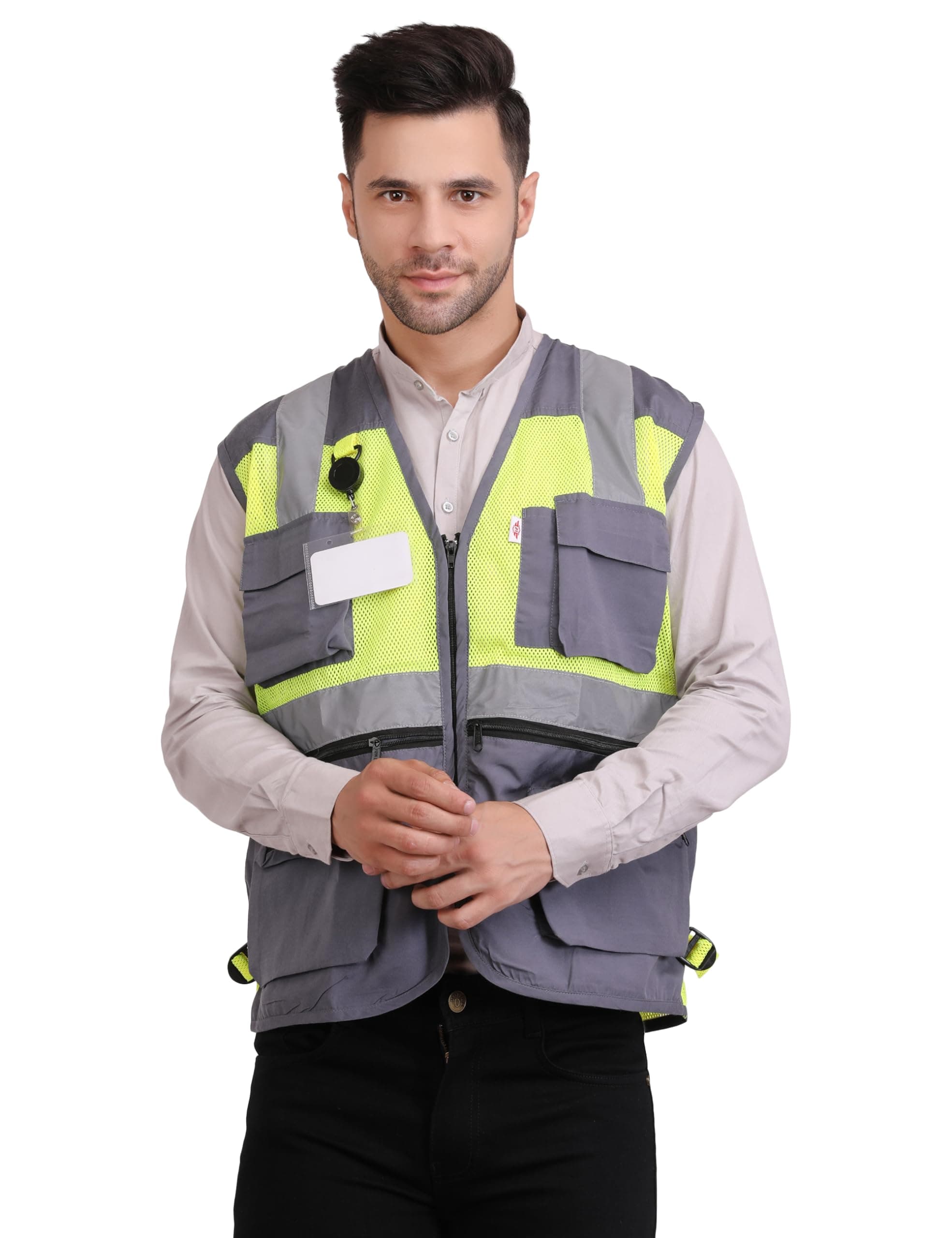 CLUB TWENTY ONE Polyester and Mesh Reflective Jacket Vest with High Visibility Strips or Tape Dual Color
