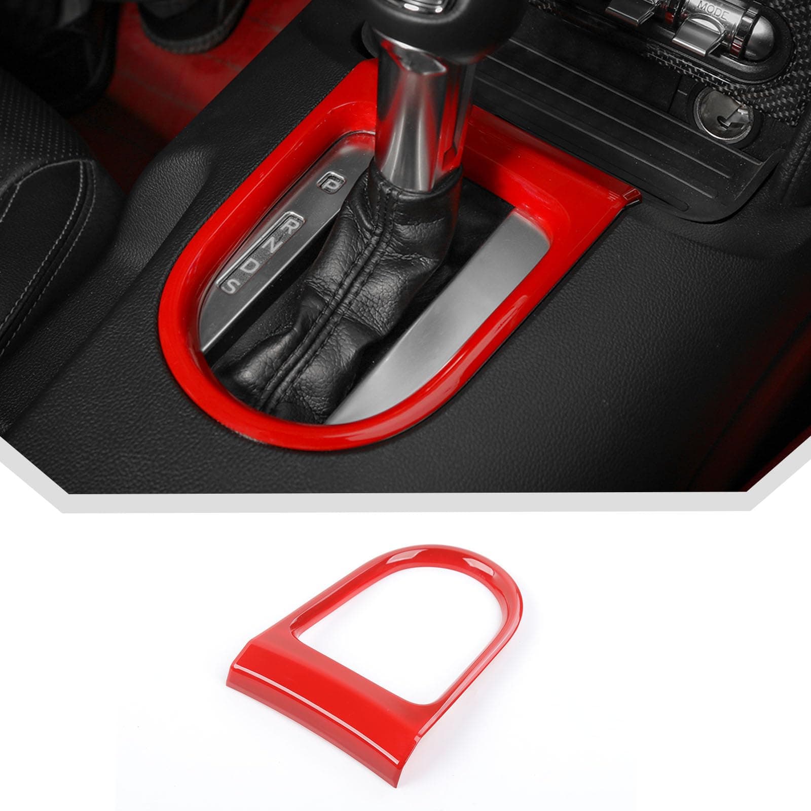 JeCar for Mustang Red Interior Gear Shift Panel Cover Trim Fit for Ford Mustang 2015-2023
