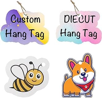 100 pcs Custom Hang Tags,Personalized Your Logo and Text Price Tags Jewelry Hang Tags Labels (Die Cut-Your Shape)