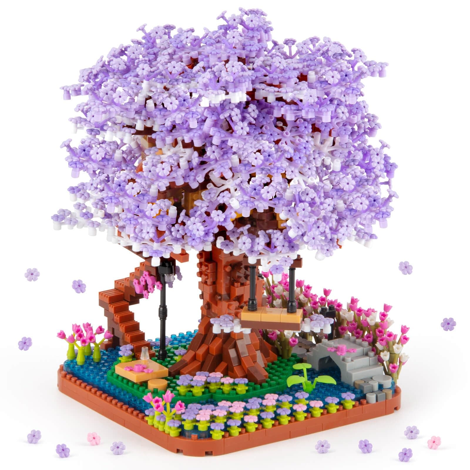 Cherry Blossom Bonsai Tree Micro Building Set, Japanese Sakura Tree House Model Sets, Flowers House Mini Bricks Building Kit, Creative Toys for Teens Adults 14+ (2200PCS)