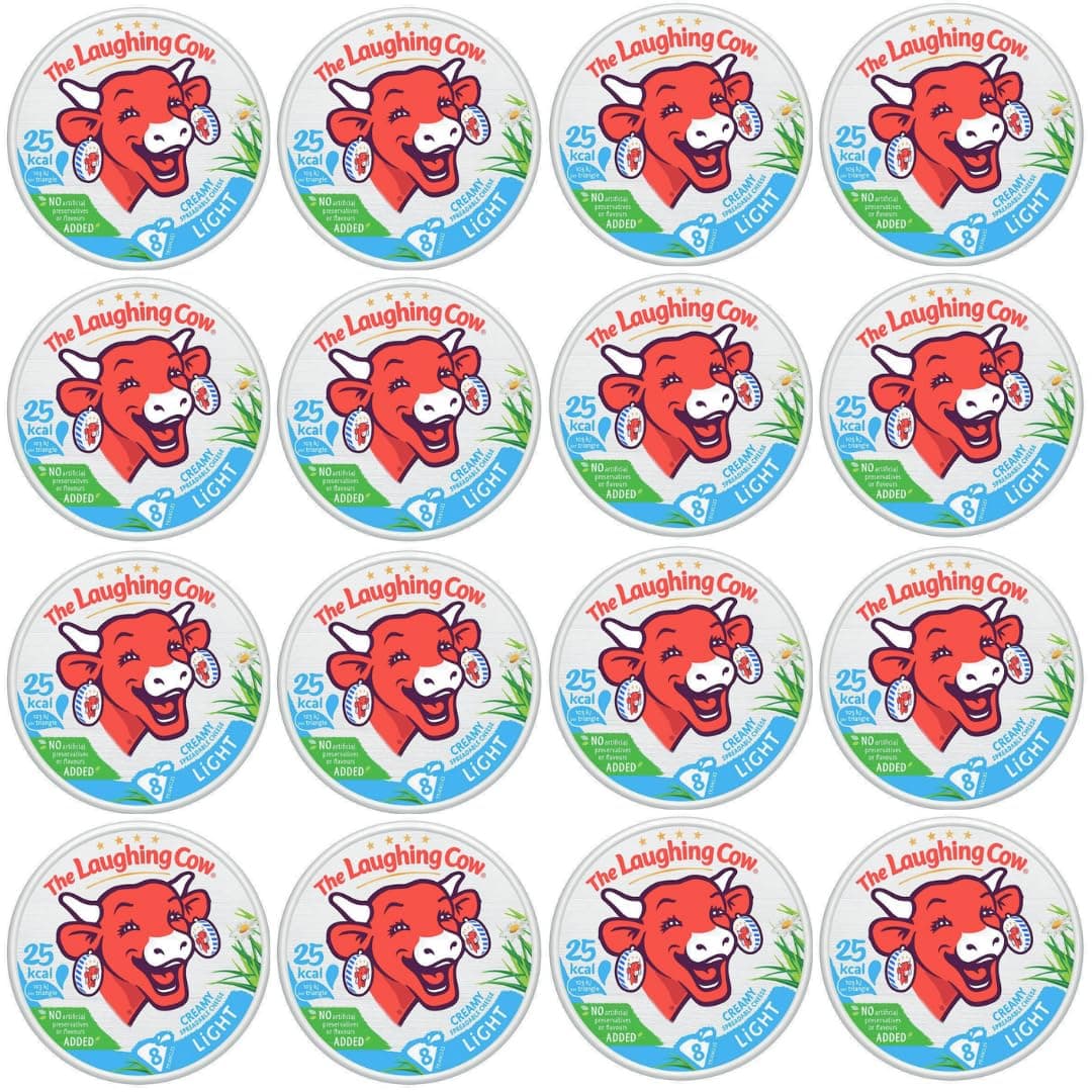 Thes Laughings Cows Light Cheese Spread Triangles Full Case 16 packs - Creamy & Spreadable, Calcium and Vitamin D Source (128 triangles)